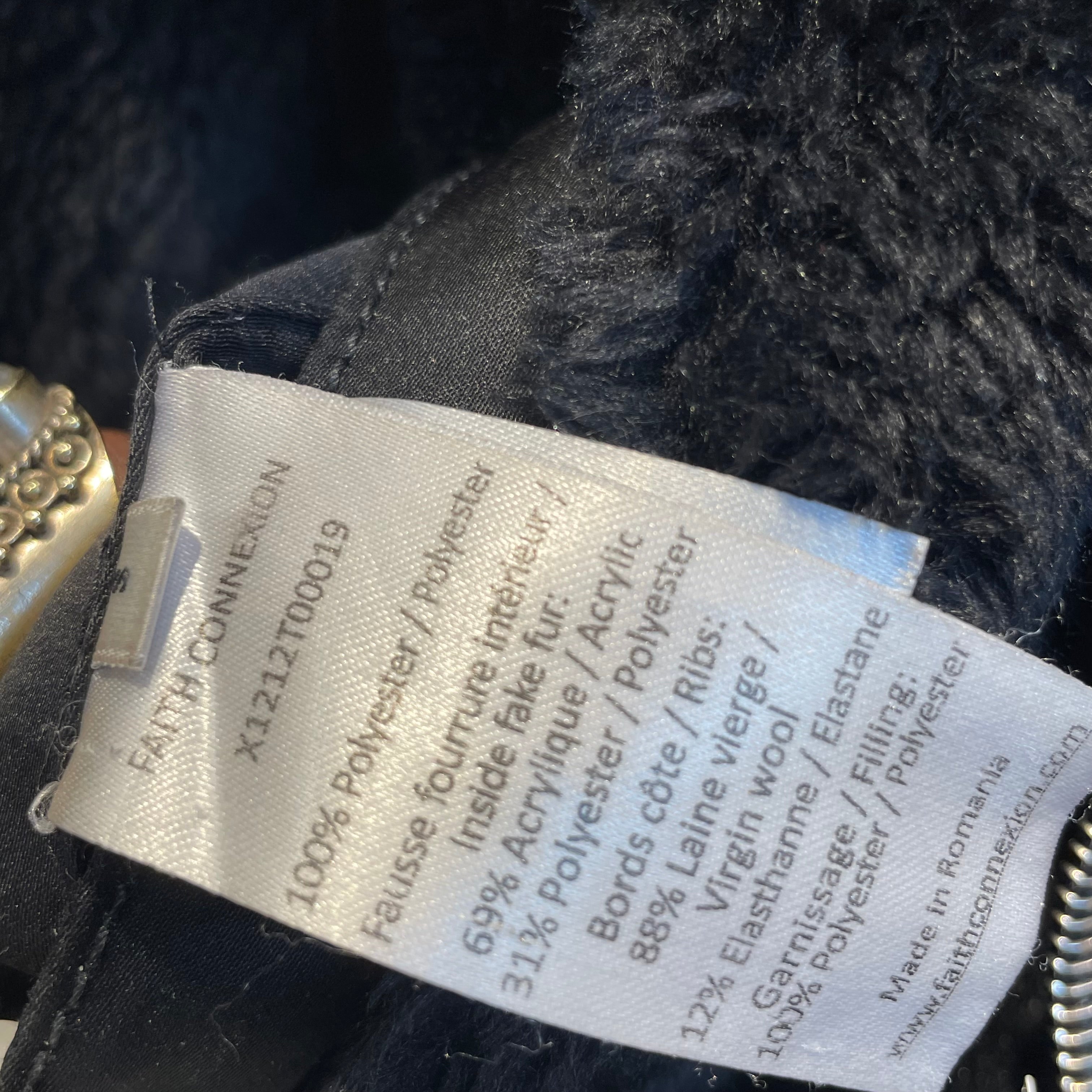 Faith Connexion/Coat/S/Nylon/BLK/black bomber fur inside view 3