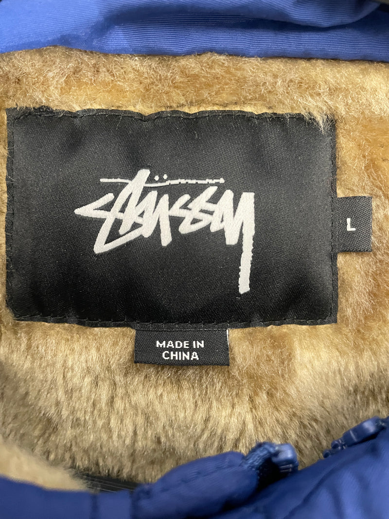 STUSSY/Blouson/L/Polyester/NVY/BROWN FUR LINED