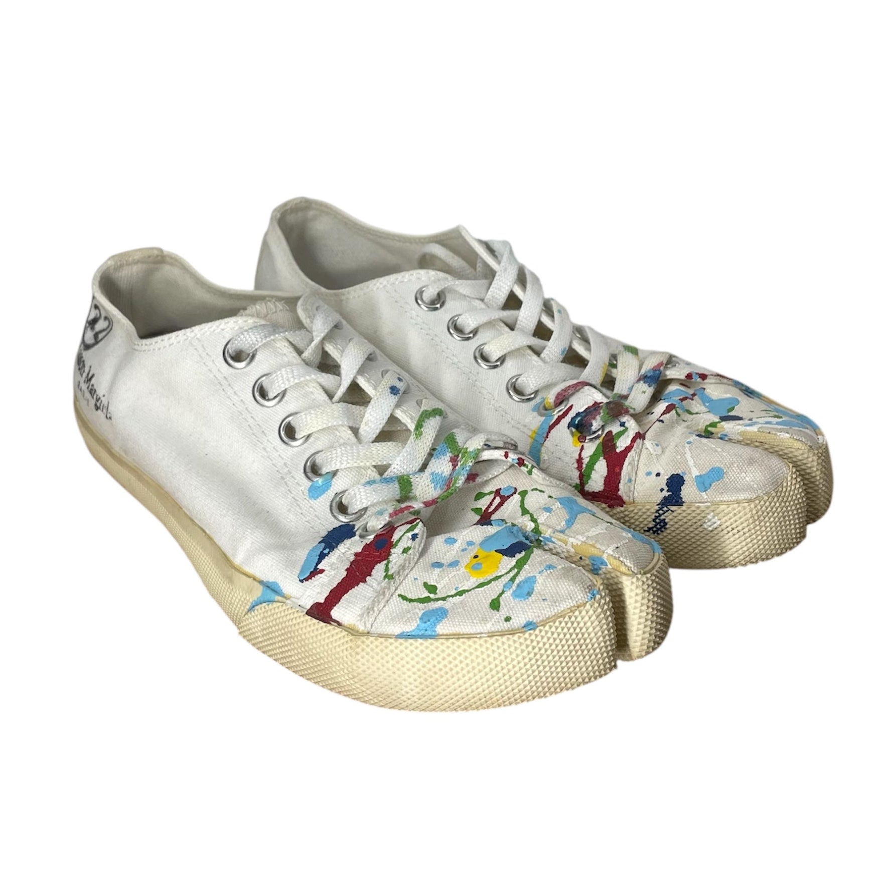 Maison Margiela/Low-Sneakers/EU 36/Cotton/WHT/DONNA TABI PAINT SPLATTER view 1