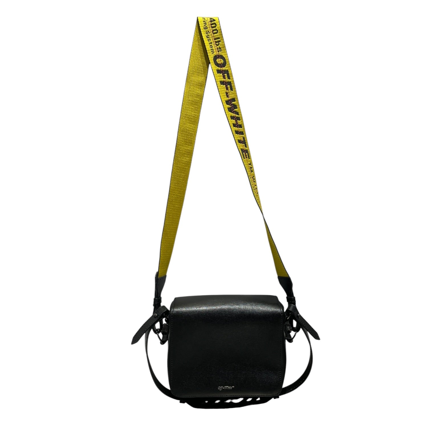 OFF-WHITE/Cross Body Bag/Stripe/Leather/BLK/Diag Binder Clip Flap Bag view 2