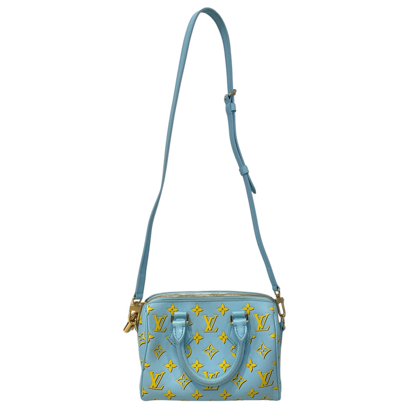 LOUIS VUITTON/Cross Body Bag/Monogram/Leather/BLU/Speedy Bandouliere 20