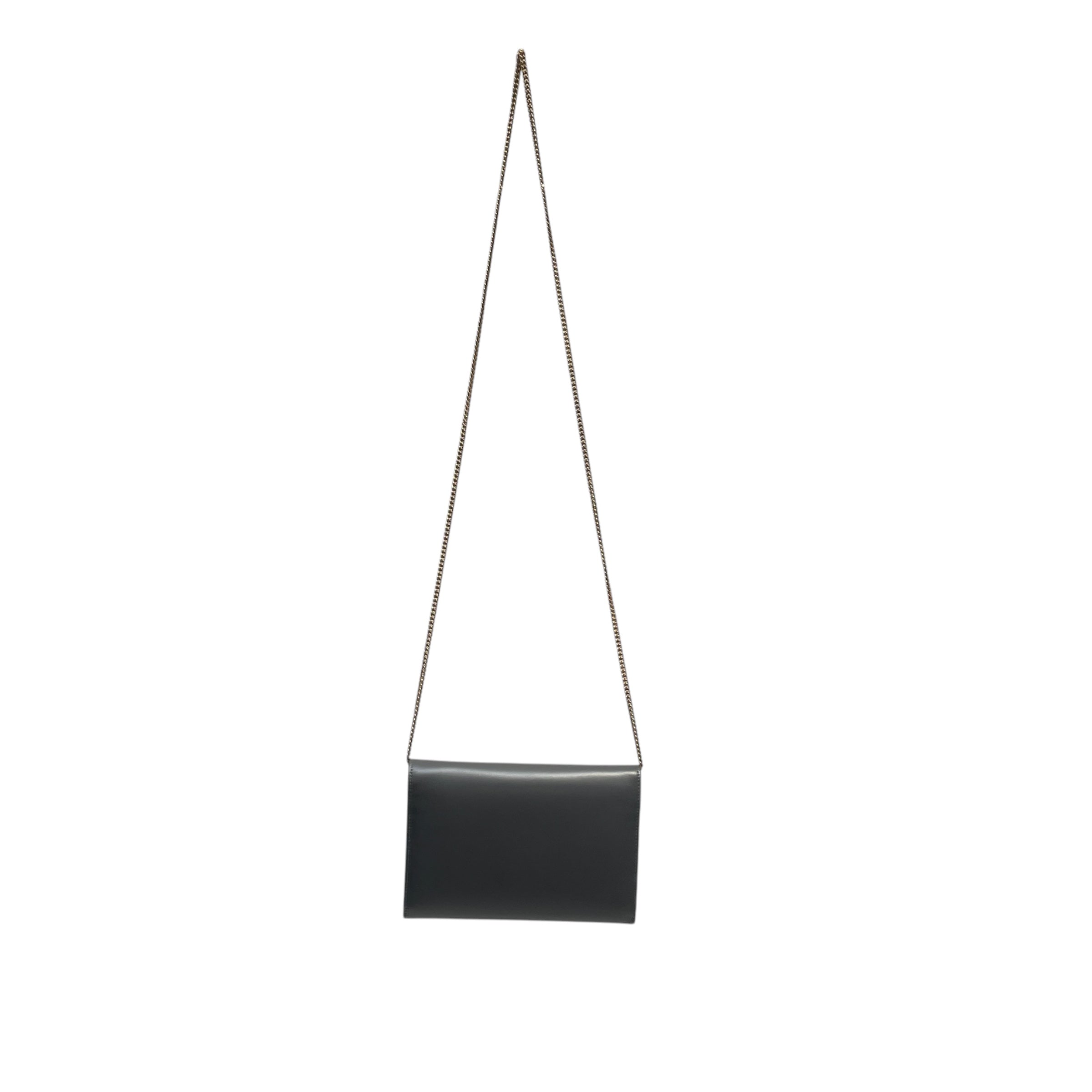 YVES SAINT LAURENT/Cross Body Bag/Leather/GRY/monogram gold chain view 2