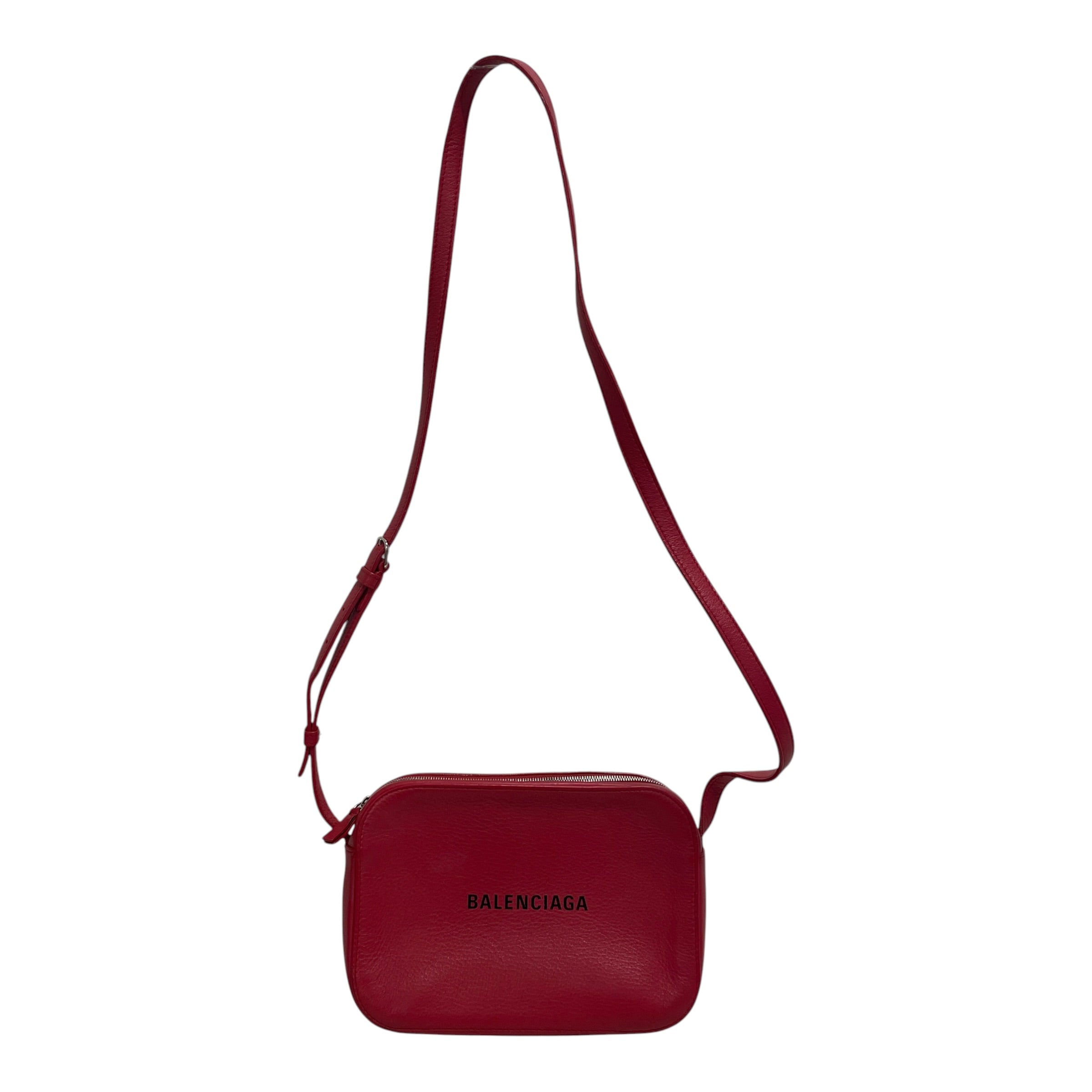 BALENCIAGA/Cross Body Bag/Leather/RED/24MKW28/BLACK LOGO FRONT view 1