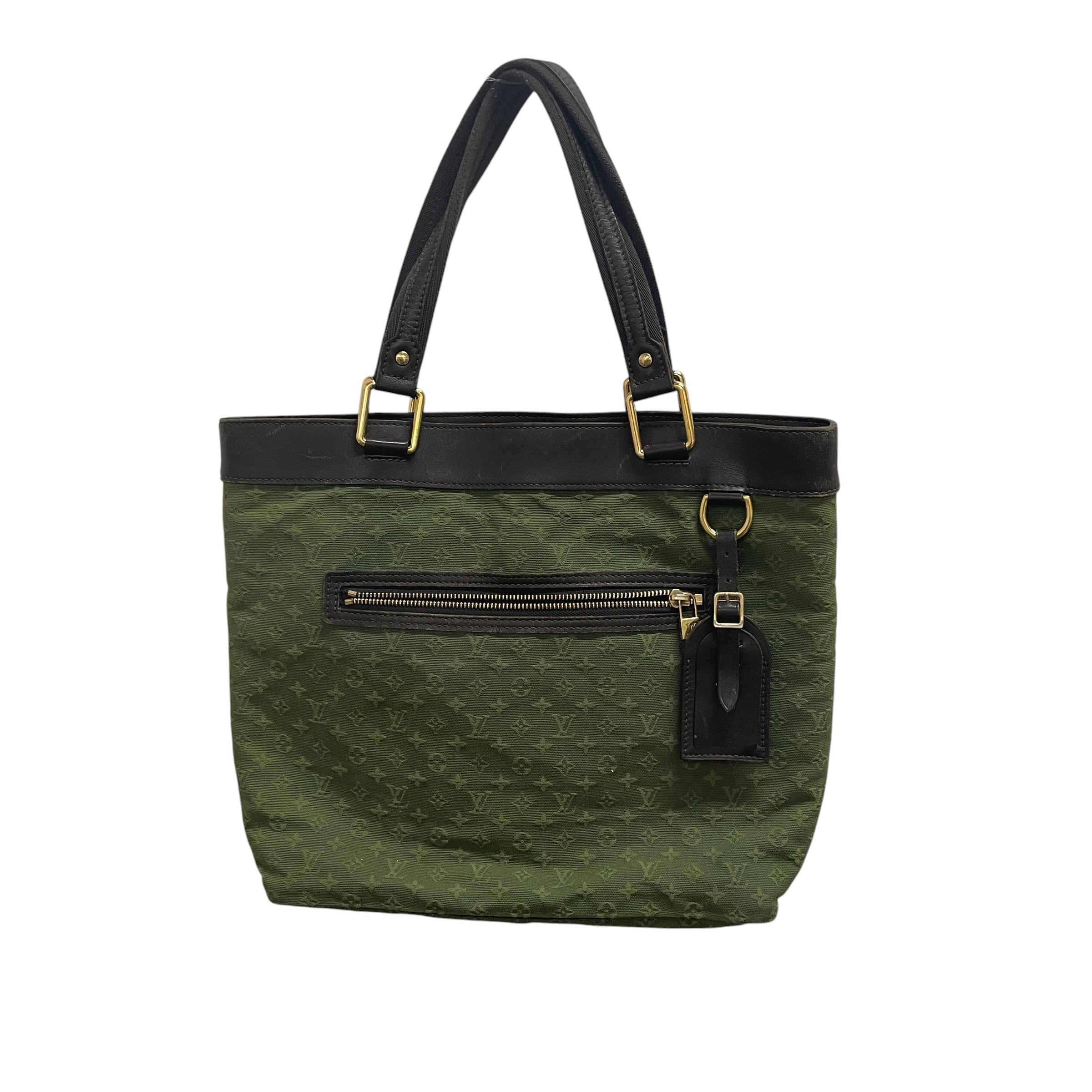 LOUIS VUITTON/Hand Bag/Monogram/Cotton/GRN/EMBROIDERED/GLD view 2