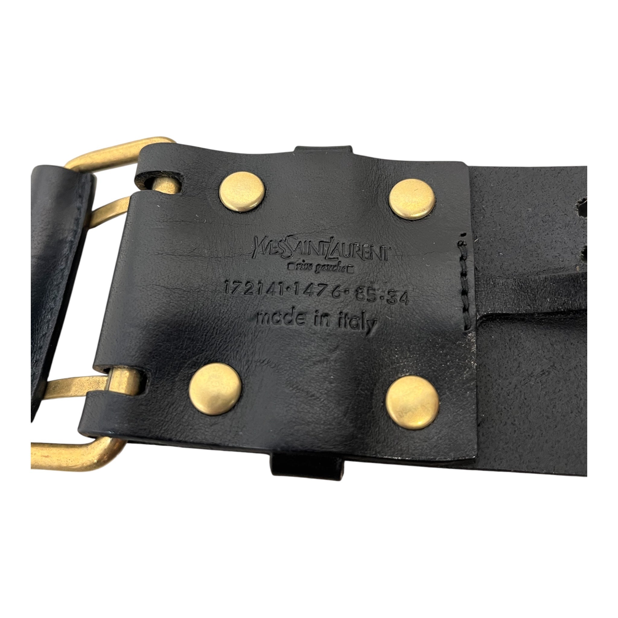 YVES SAINT LAURENT/Belt/Border/Leather/BLK/L's/PERFORATED LEATHER BELT view 4