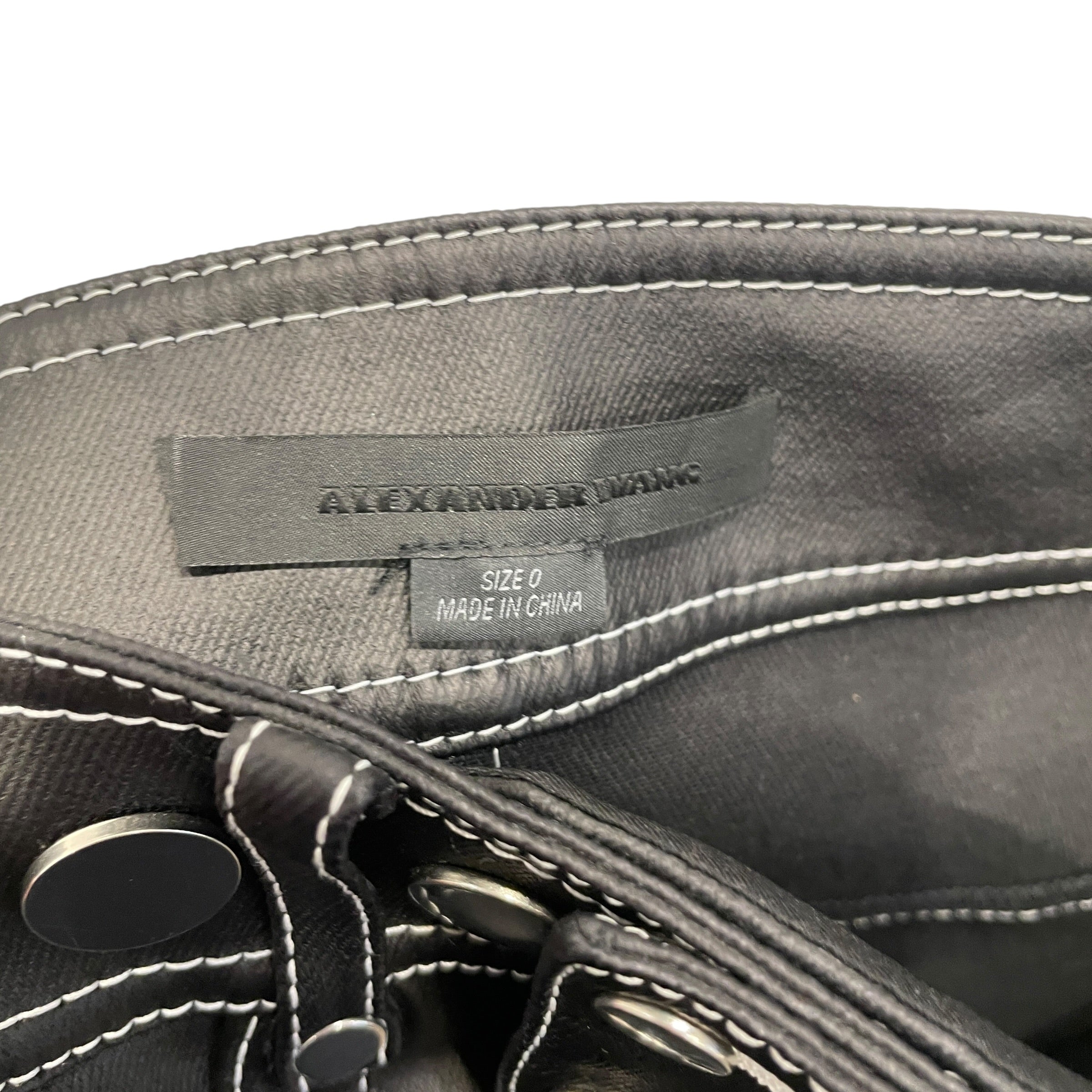 Alexander Wang/Skinny Pants/0/Stripe/Cotton/BLK/BUTTON FLY/WHITE STITCH PANT view 3