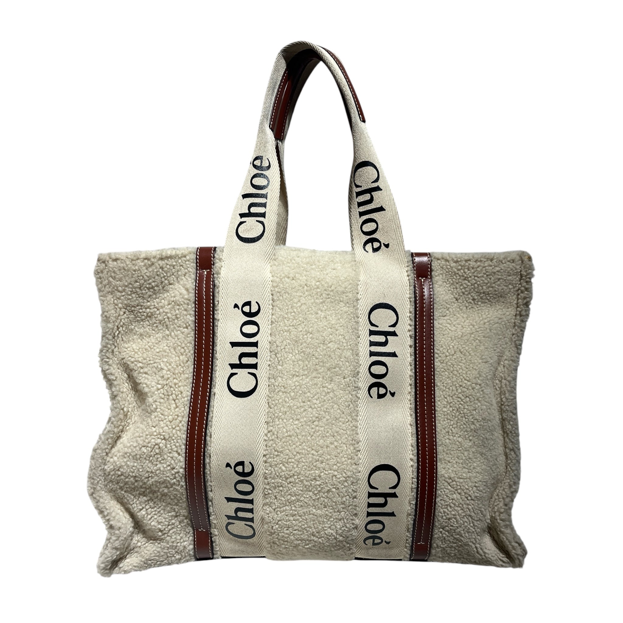 Chloe/Tote Bag/Wool/CRM/woody view 1