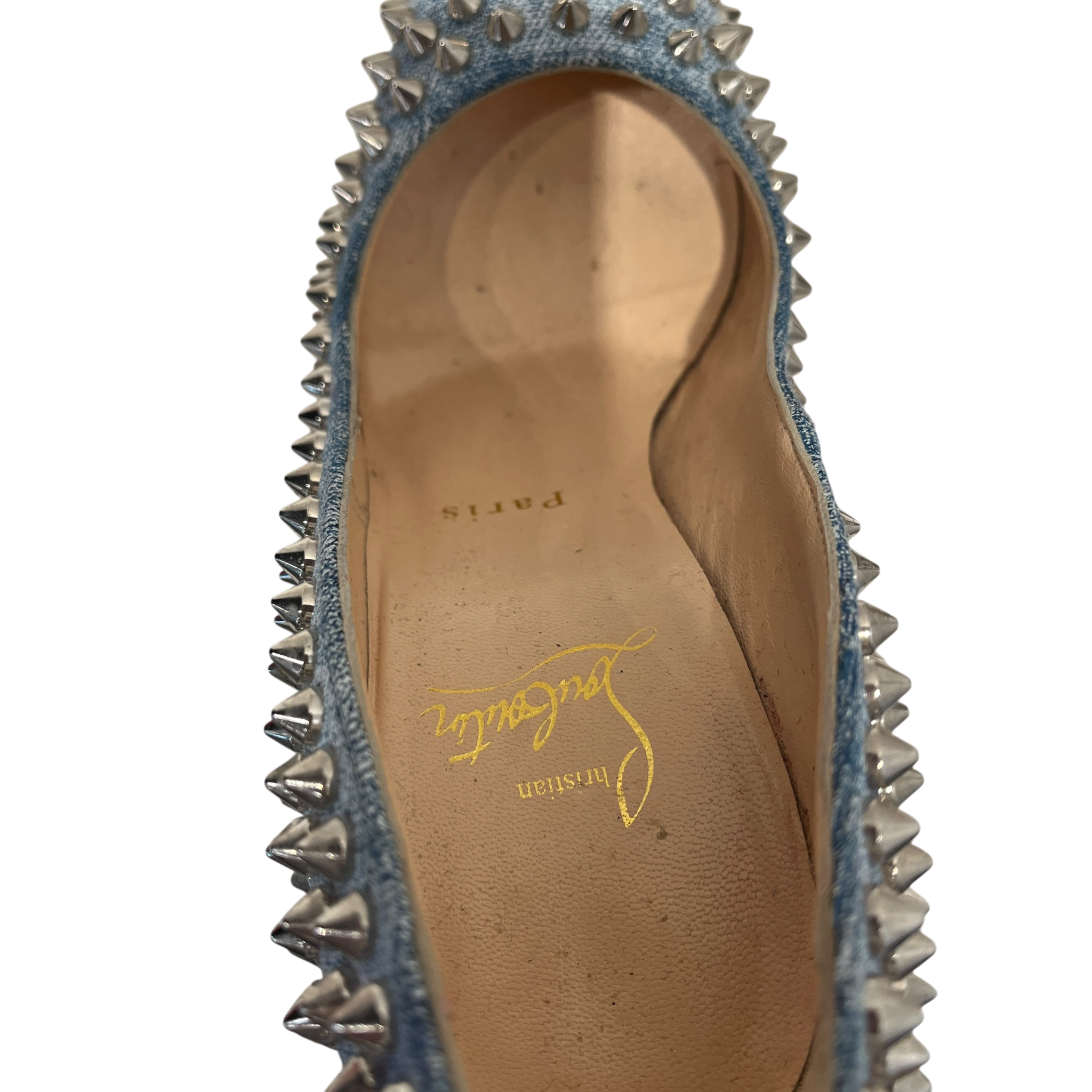 Christian Louboutin/Heels/EU 35.5/Border/Denim/BLU/U-Tip/Denim Blue Bianca Spike Pumps view 3