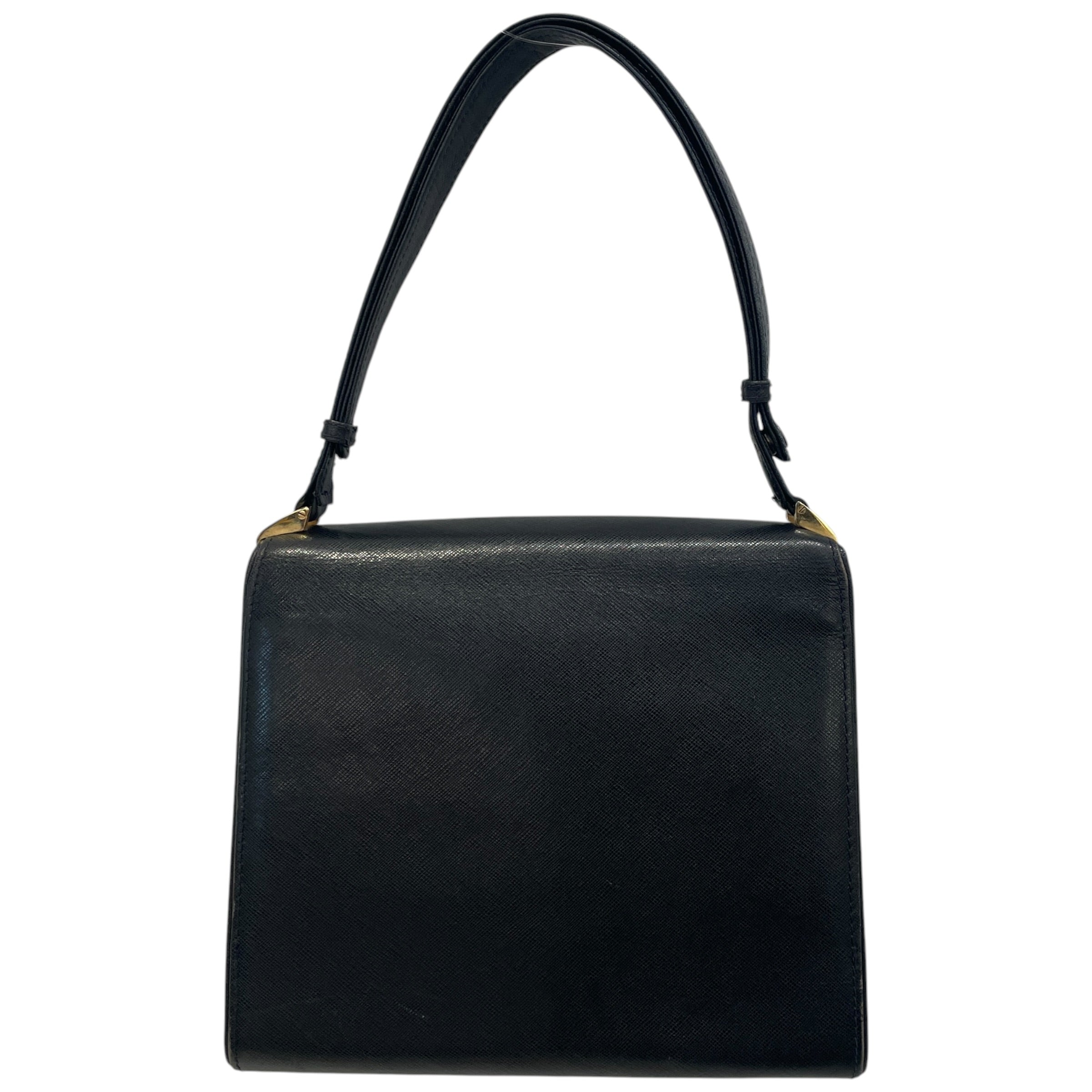 GUCCI/Hand Bag/Leather/BLK/1970s Top Handle Bag view 2