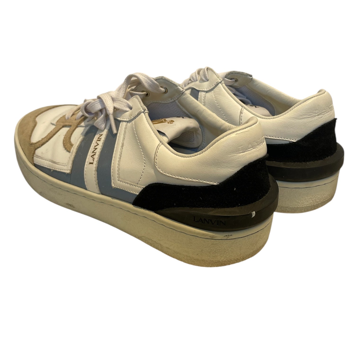 LANVIN/Low-Sneakers/EU 40/Cotton/WHT/suede/gld emblem tongue/gry st view 2