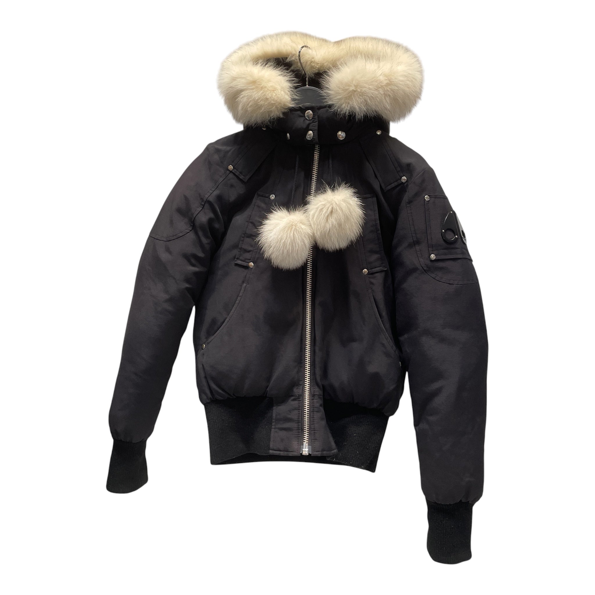 MOOSE KNUCKLES/Jacket/S/Cotton/BLK/down jacket fur hood view 1