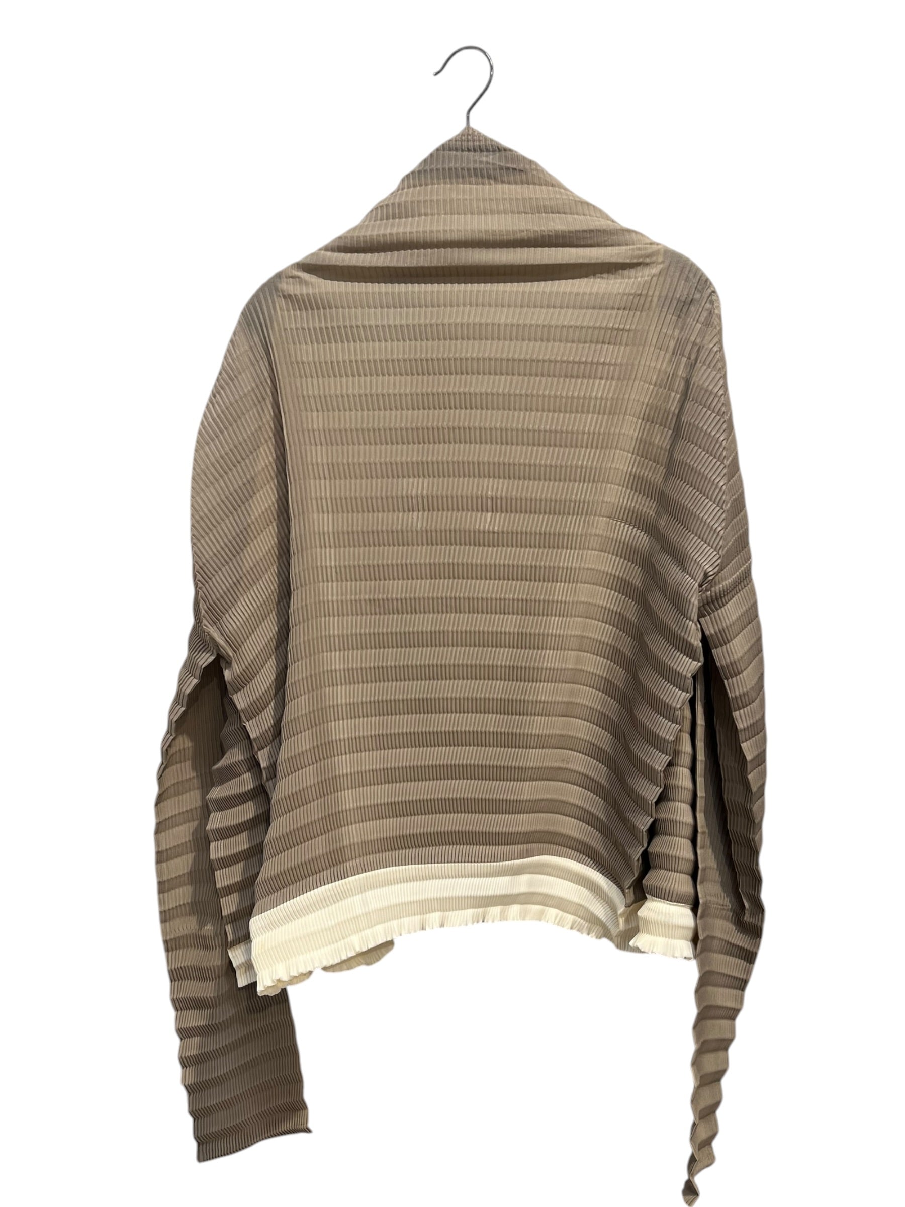 ISSEY MIYAKE FETE/Cardigan/2/Polyester/CRM/Open Flont/DOUBLE LAYER PLEATS view 2
