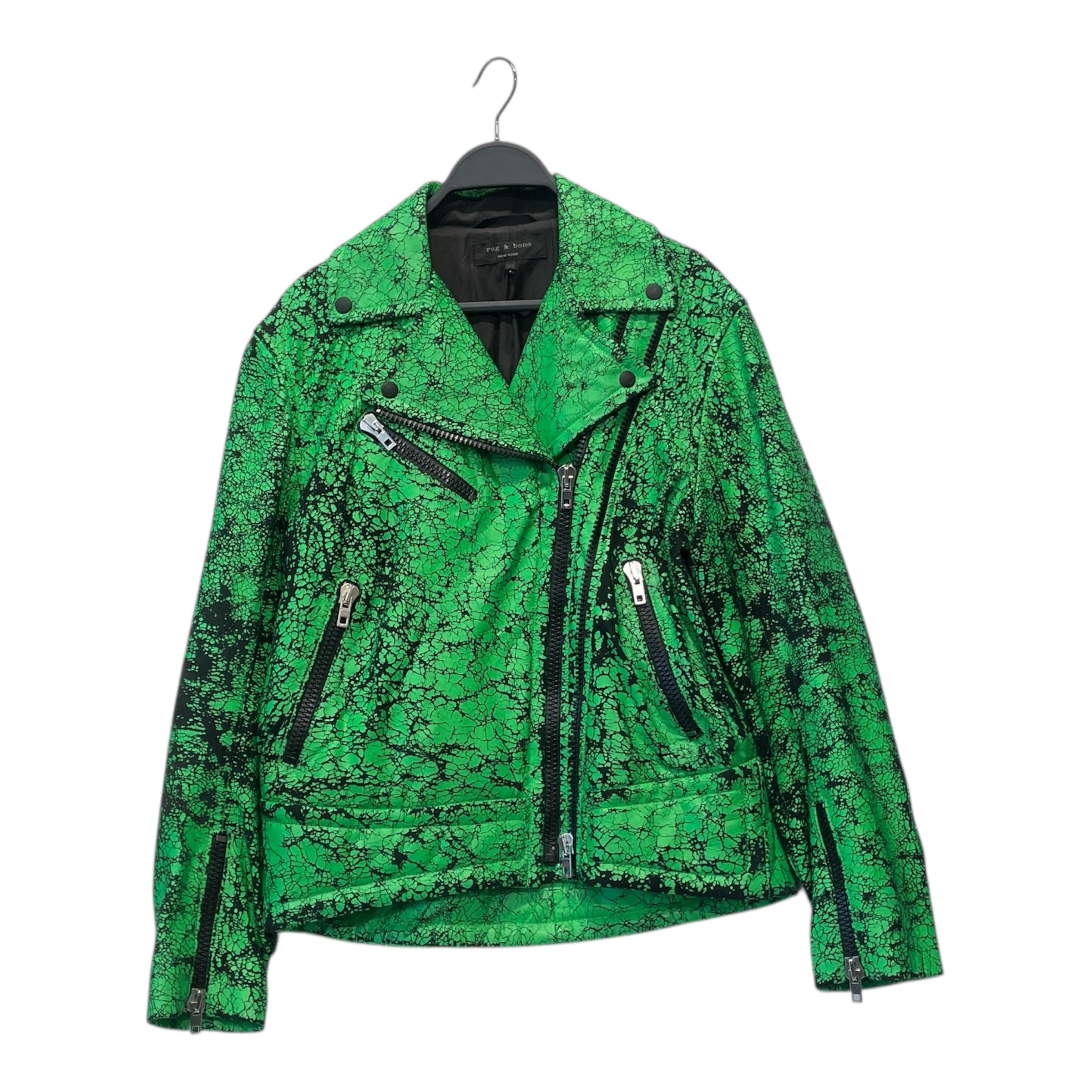 rag & bone/Leather Jkt/XS/All Over Print/Leather/GRN/CRACKED PAINT LEATHER JACKET view 1