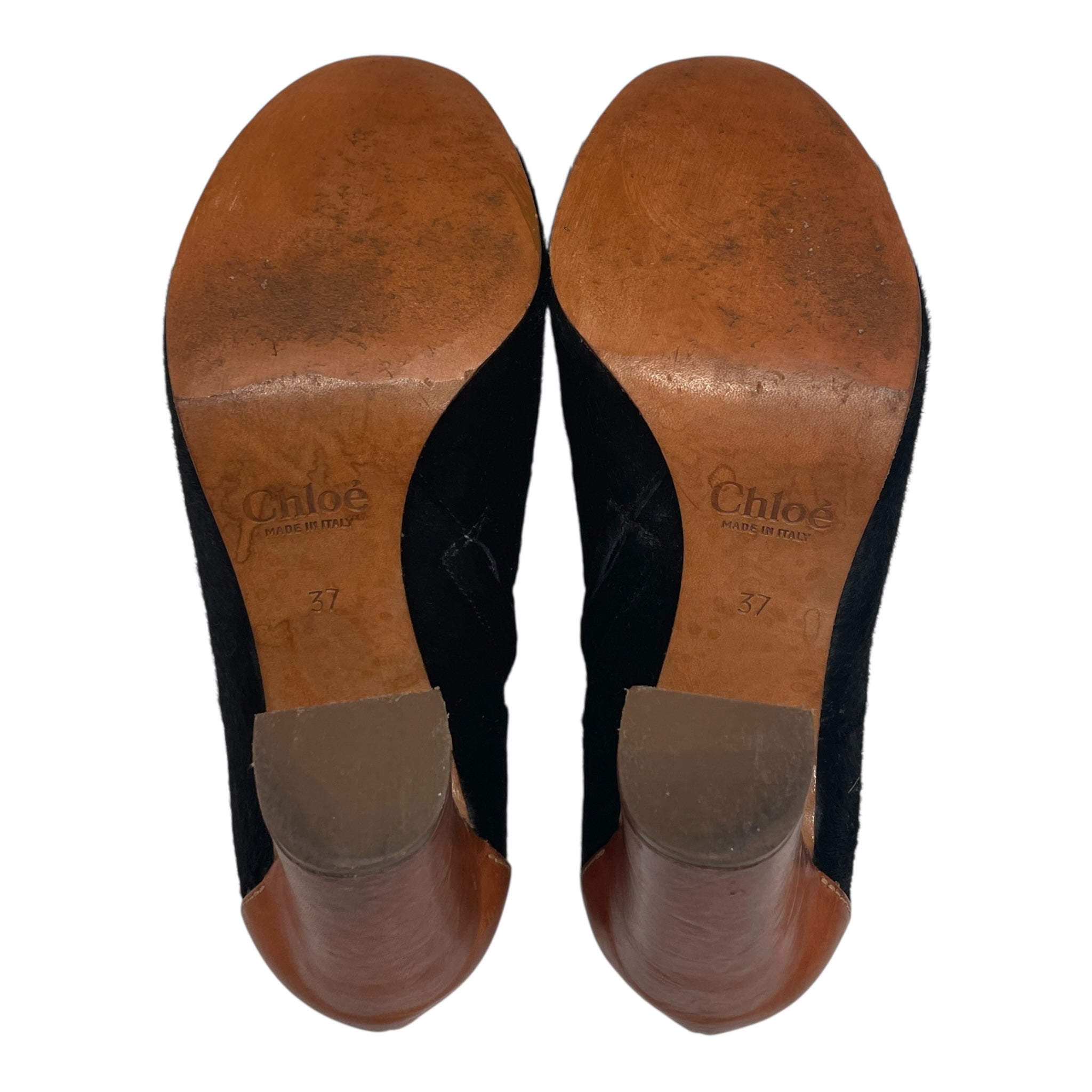 Chloe/Ankle Boots/EU 37/Mohair/BLK/brown heel view 4
