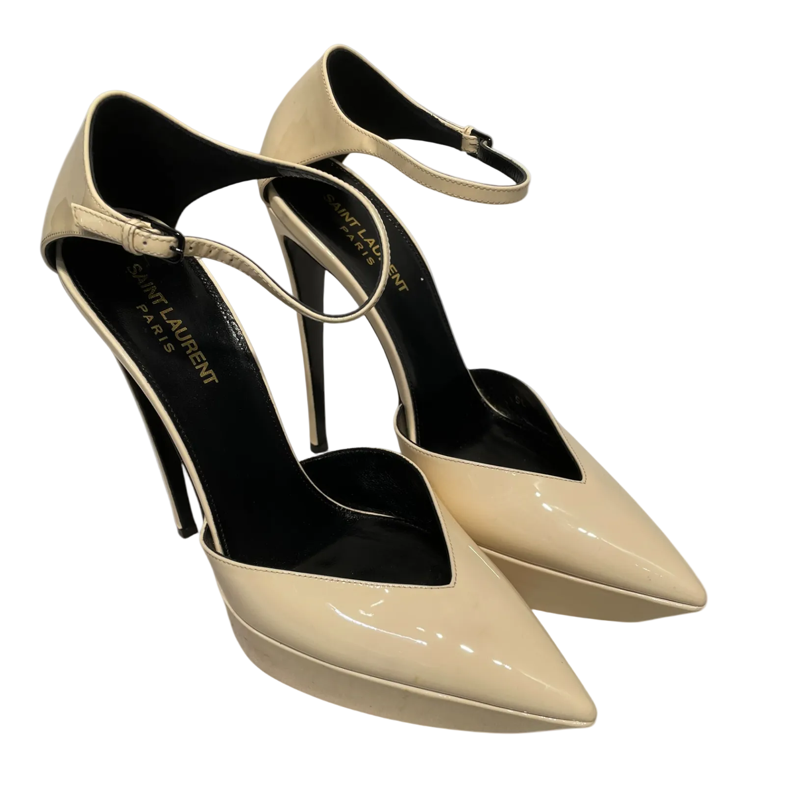 SAINT LAURENT/Heels/EU 38.5/Leather/CRM/POINTED HEEL PLATFORM PUMP view 1