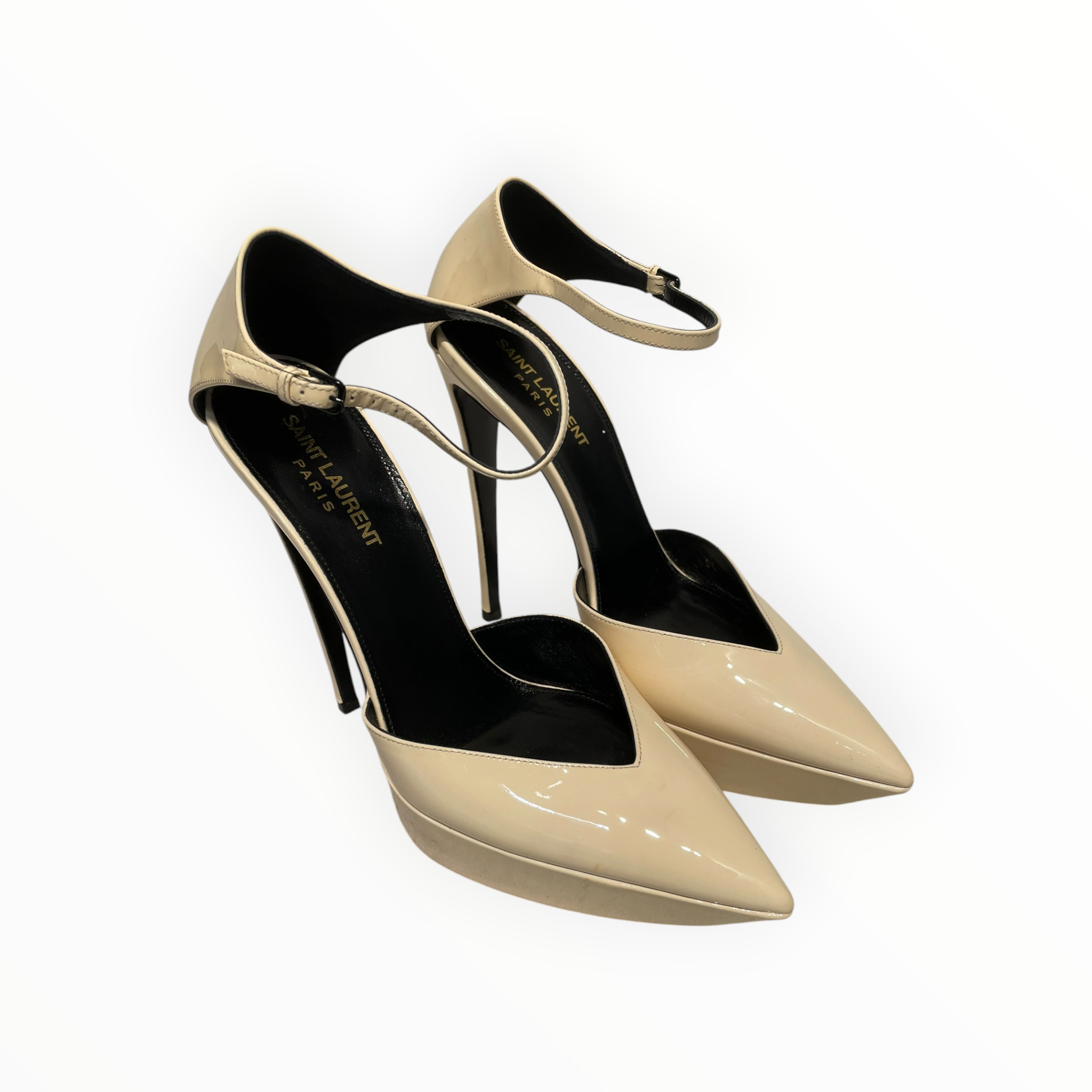 SAINT LAURENT/Heels/EU 38.5/Leather/CRM/POINTED HEEL PLATFORM PUMP view 1