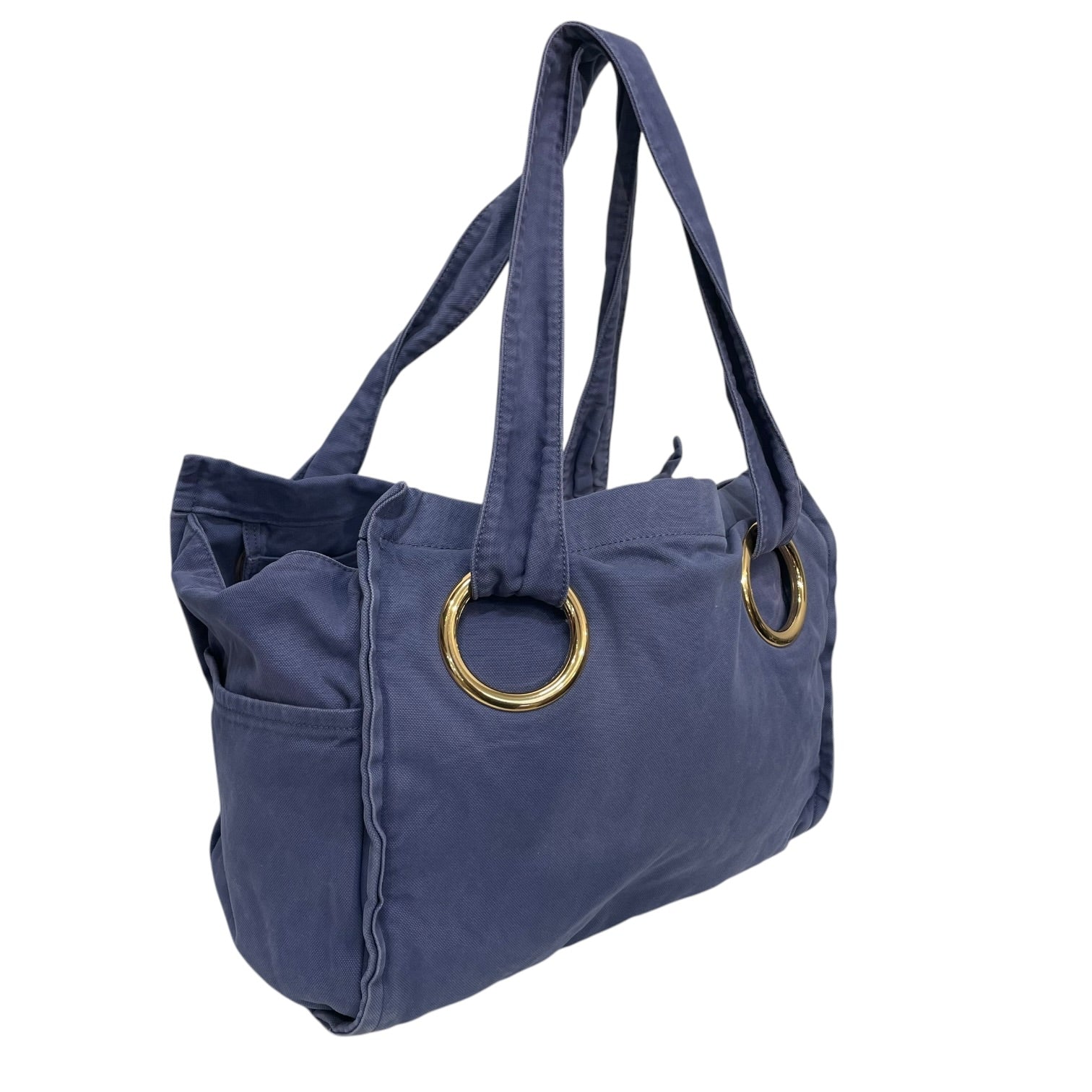 Chloe/Tote Bag/Cotton/NVY/GOLD HRDWR BEACH BAG view 3