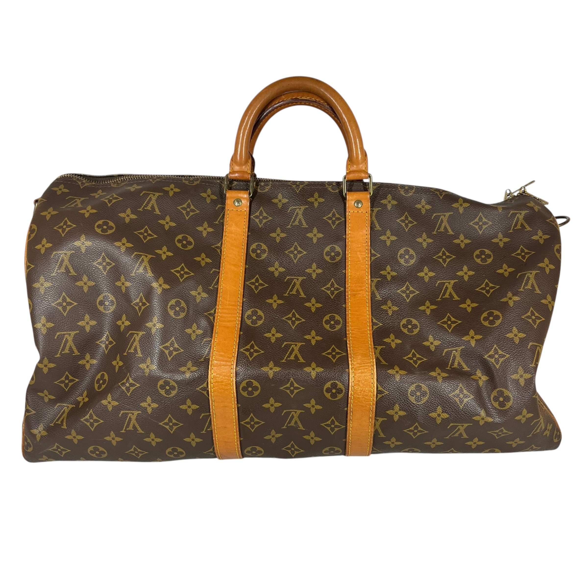 LOUIS VUITTON/Bag/Monogram/Leather/BRW/keepall travel bag view 2