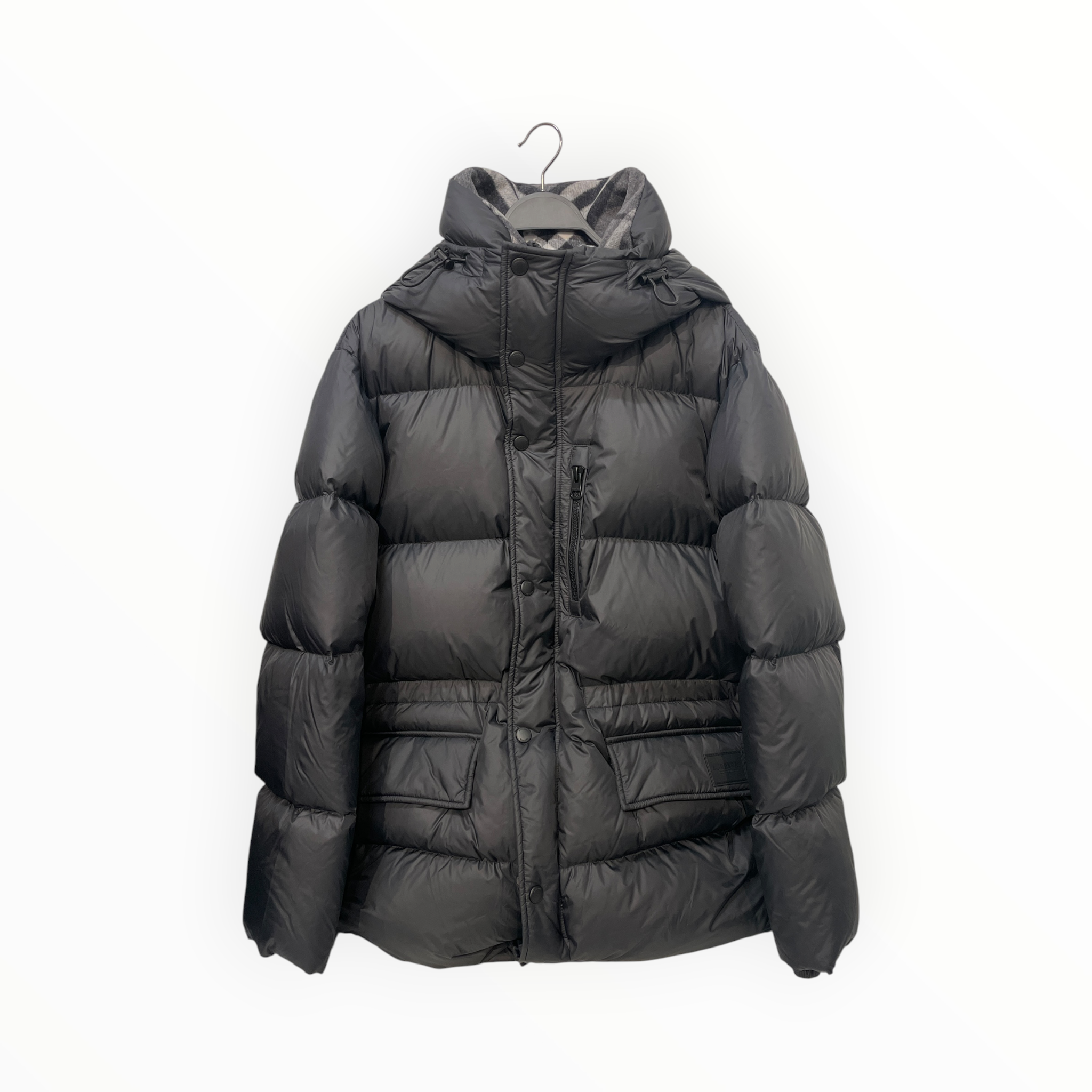 BURBERRY/Puffer Jkt/XL/Polyester/BLK/haworth down check collar view 1