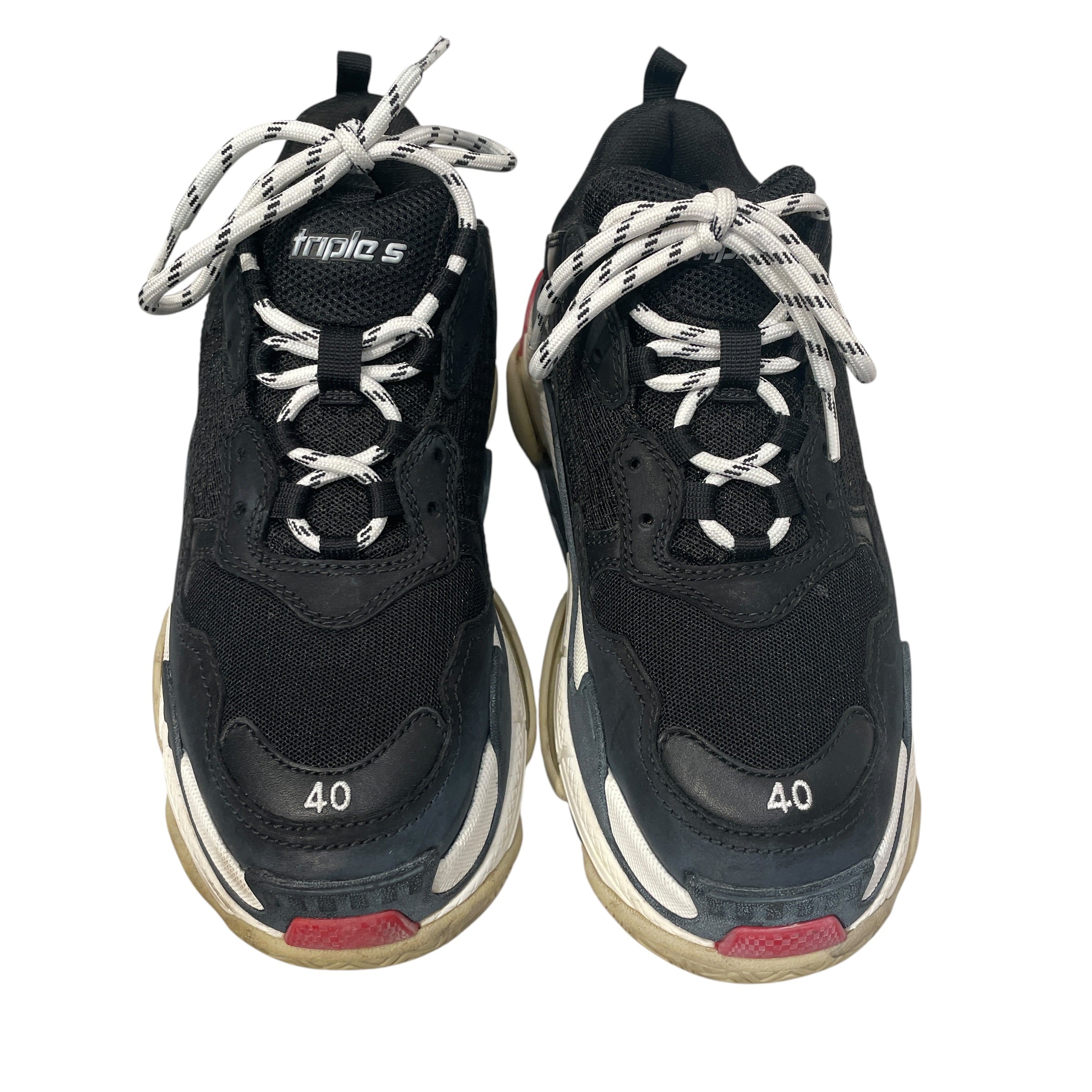 BALENCIAGA/Low-Sneakers/EU 40/Cotton/BLK/BB BLK RD WHT TRIPLE S SNEAKER view 2