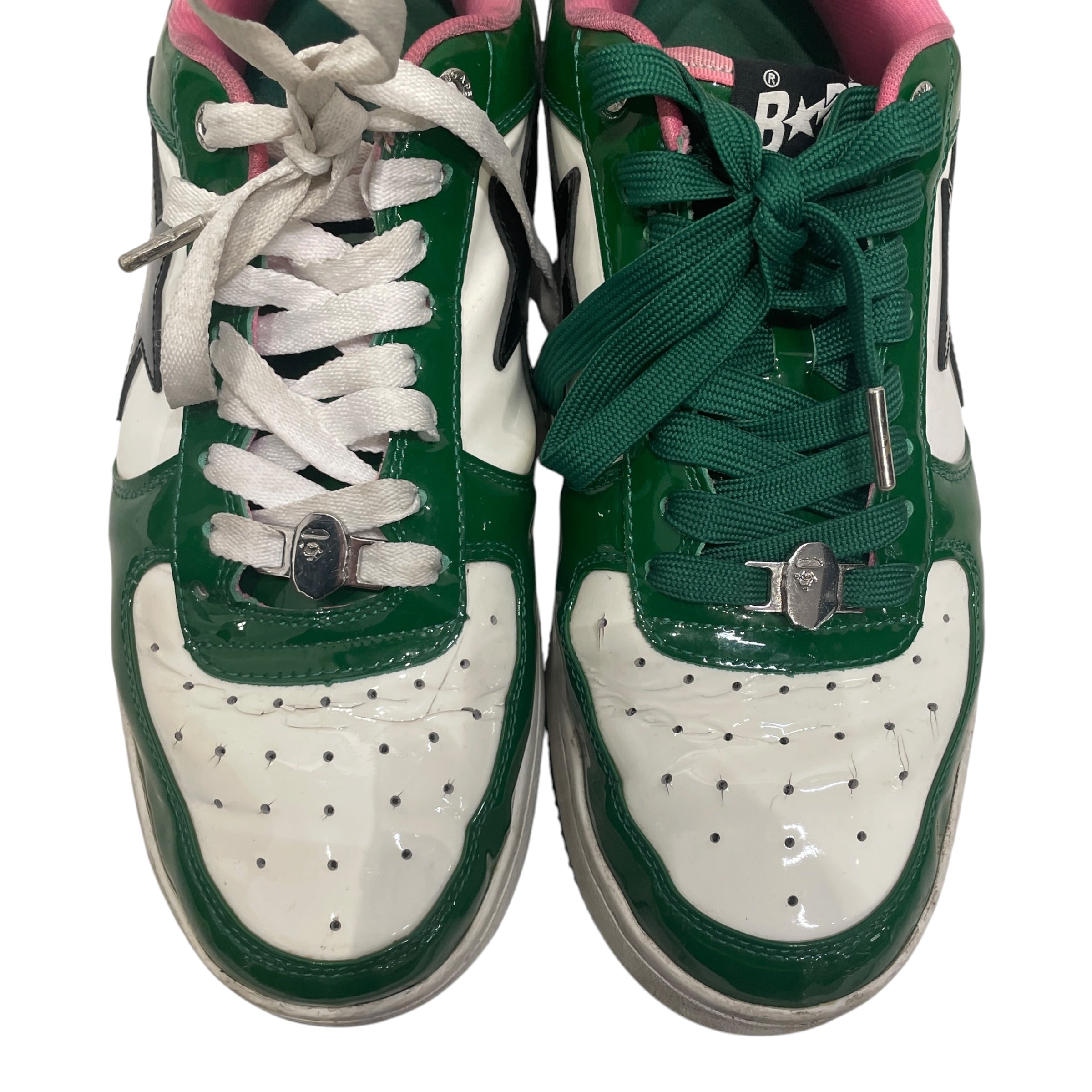 BAPE STA!/Low-Sneakers/US 12/Leather/GRN/PINK INTERIOR BLK STAR view 4