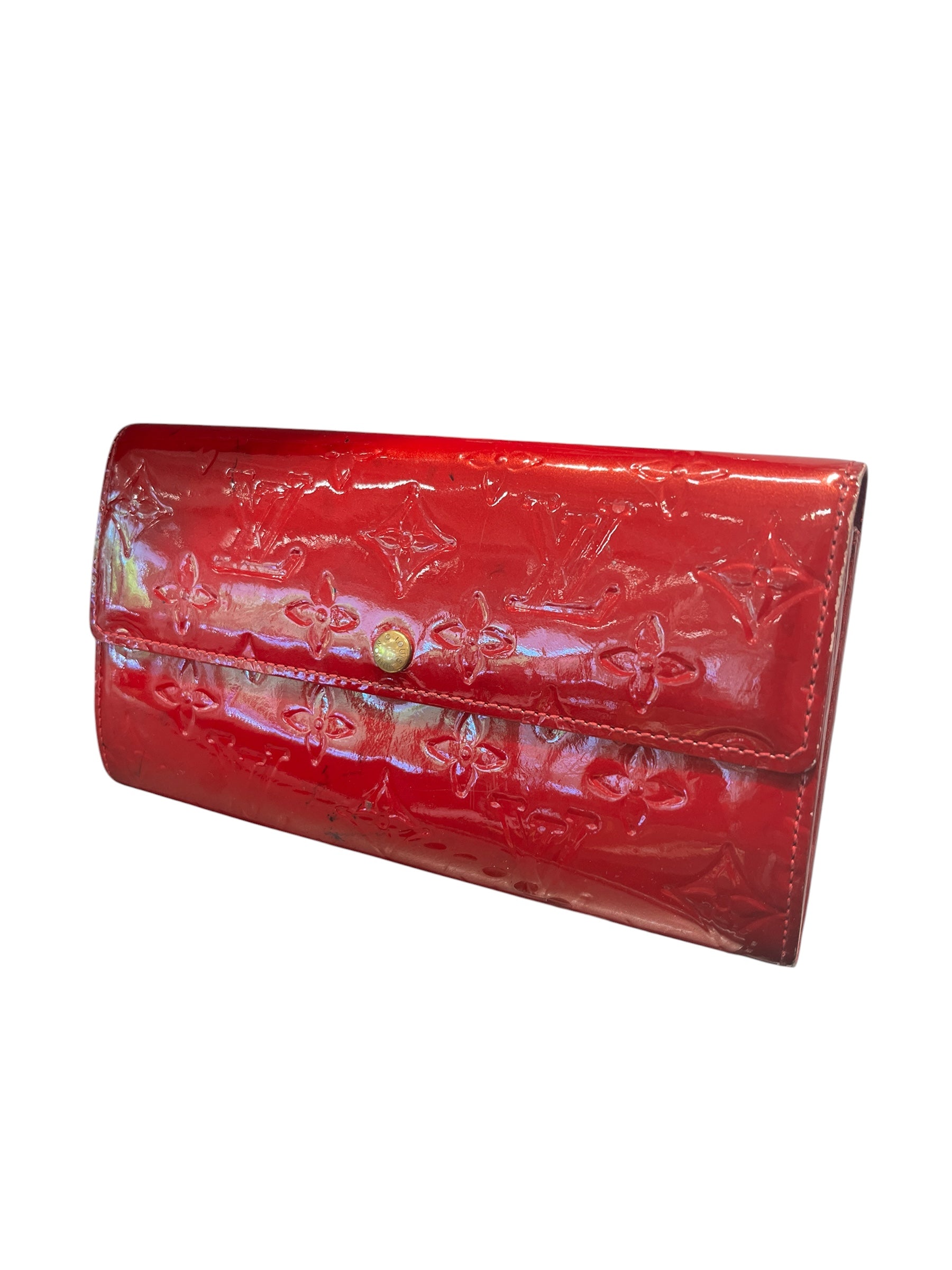 LOUIS VUITTON/Long Wallet/Monogram/RED/VERNISGLDHRDWRE view 1