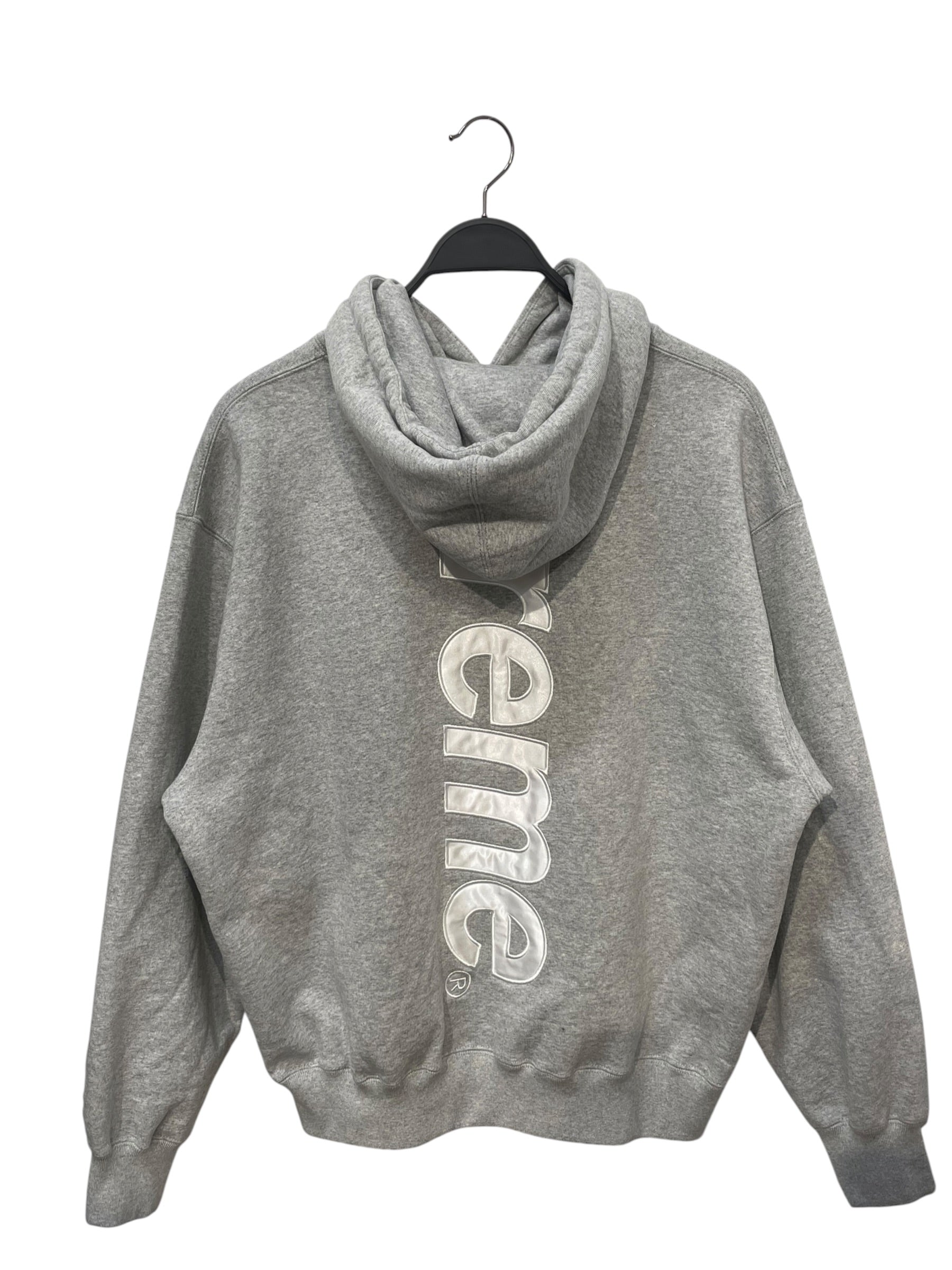 Supreme/Hoodie/M/Cotton/GRY/vertical satin applique view 2