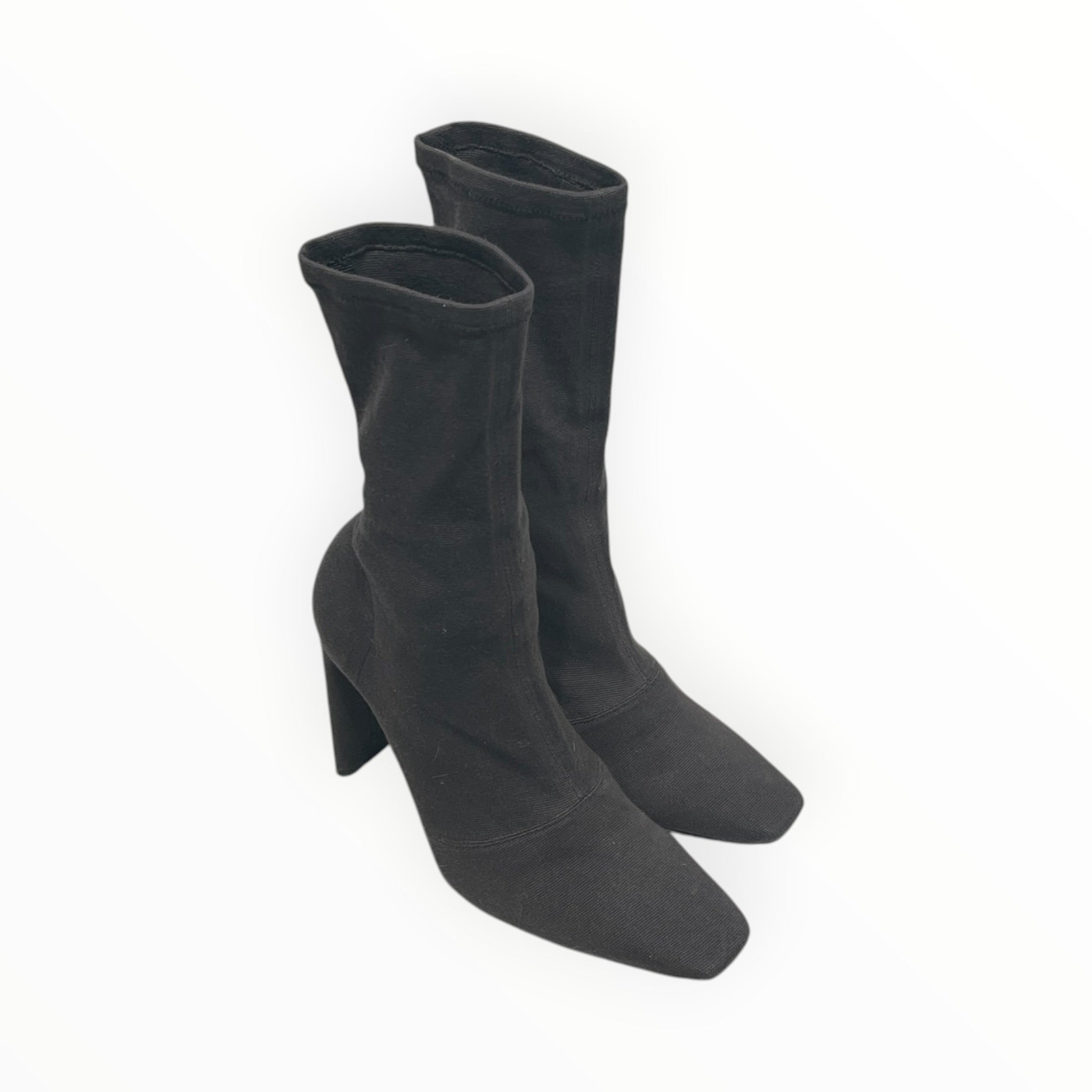 YEEZY/Ankle Boots/US 6/Cotton/GRY/graphite stretch canvas boot view 1
