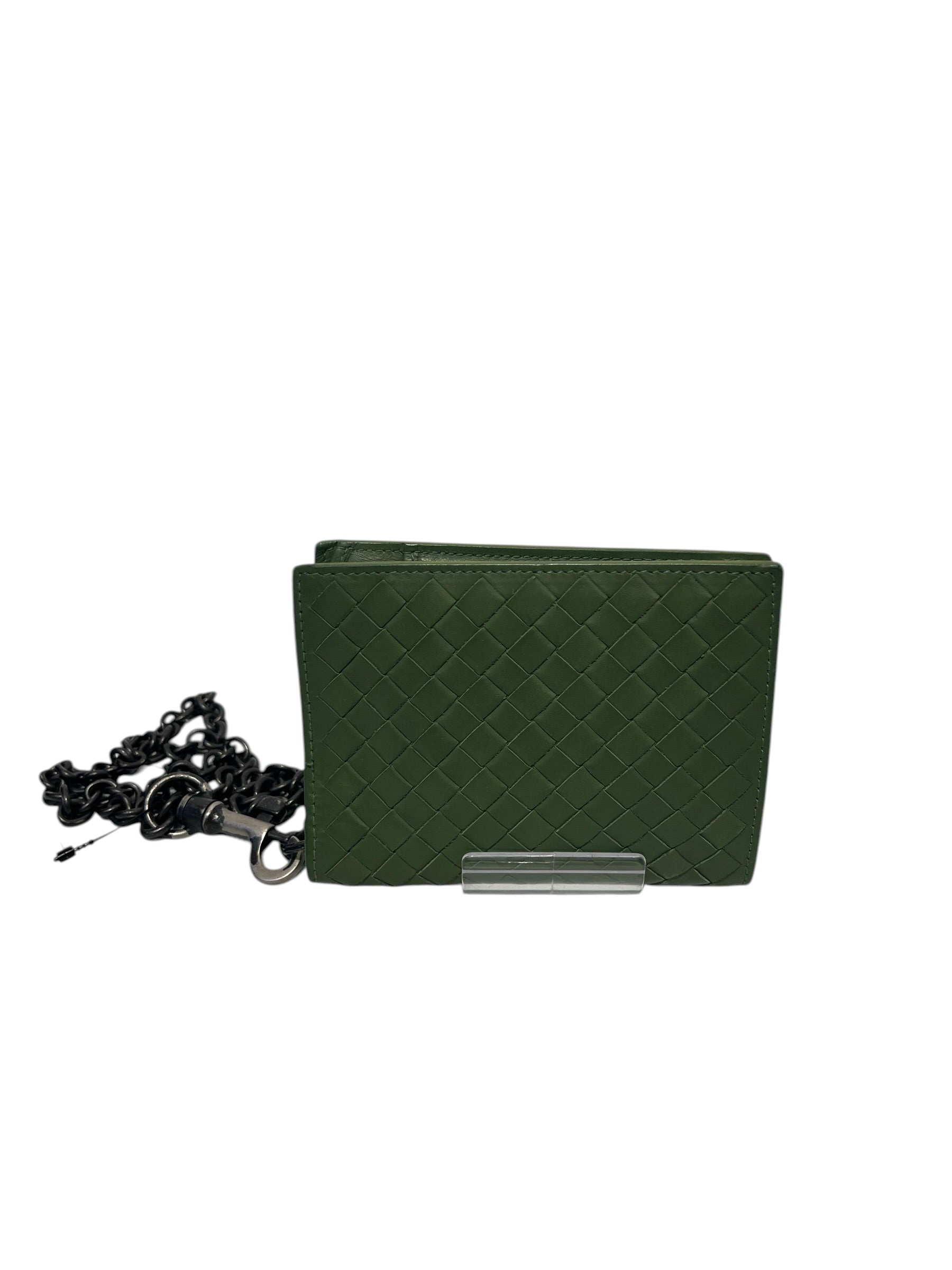 BOTTEGA VENETA/Bifold Wallet/Leather/GRN/Wallet chain view 2