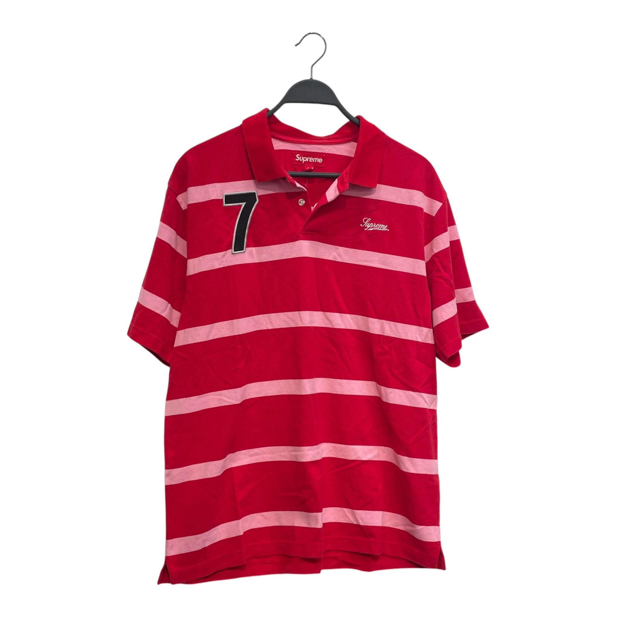 Supreme/Polo Shirt/L/Cotton/RED/Stripe/PNK STRIPE #7 WORLD FAMOUS view 1
