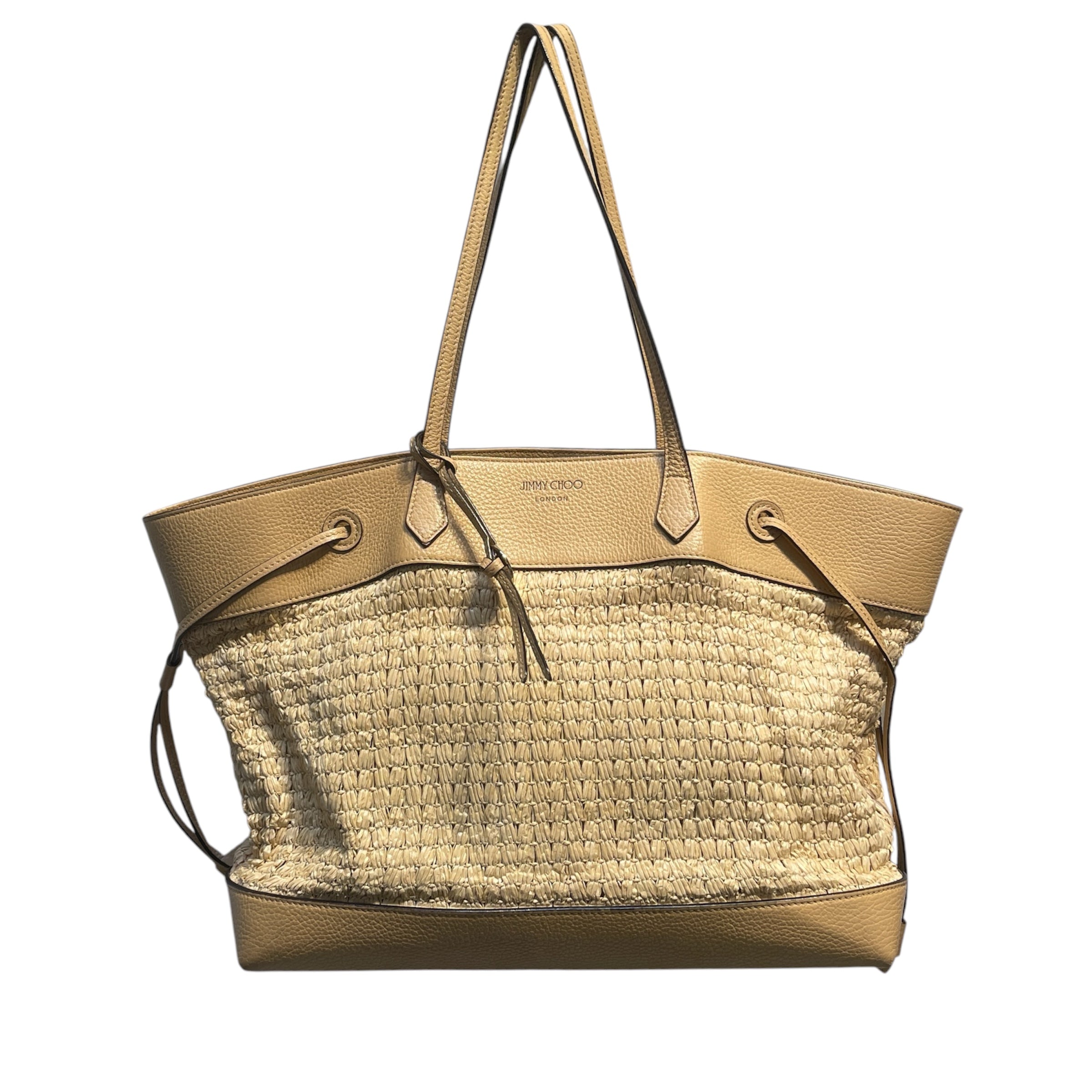 JIMMY CHOO/Tote Bag/Leather/BEG/luzetta tote leather & straw view 1
