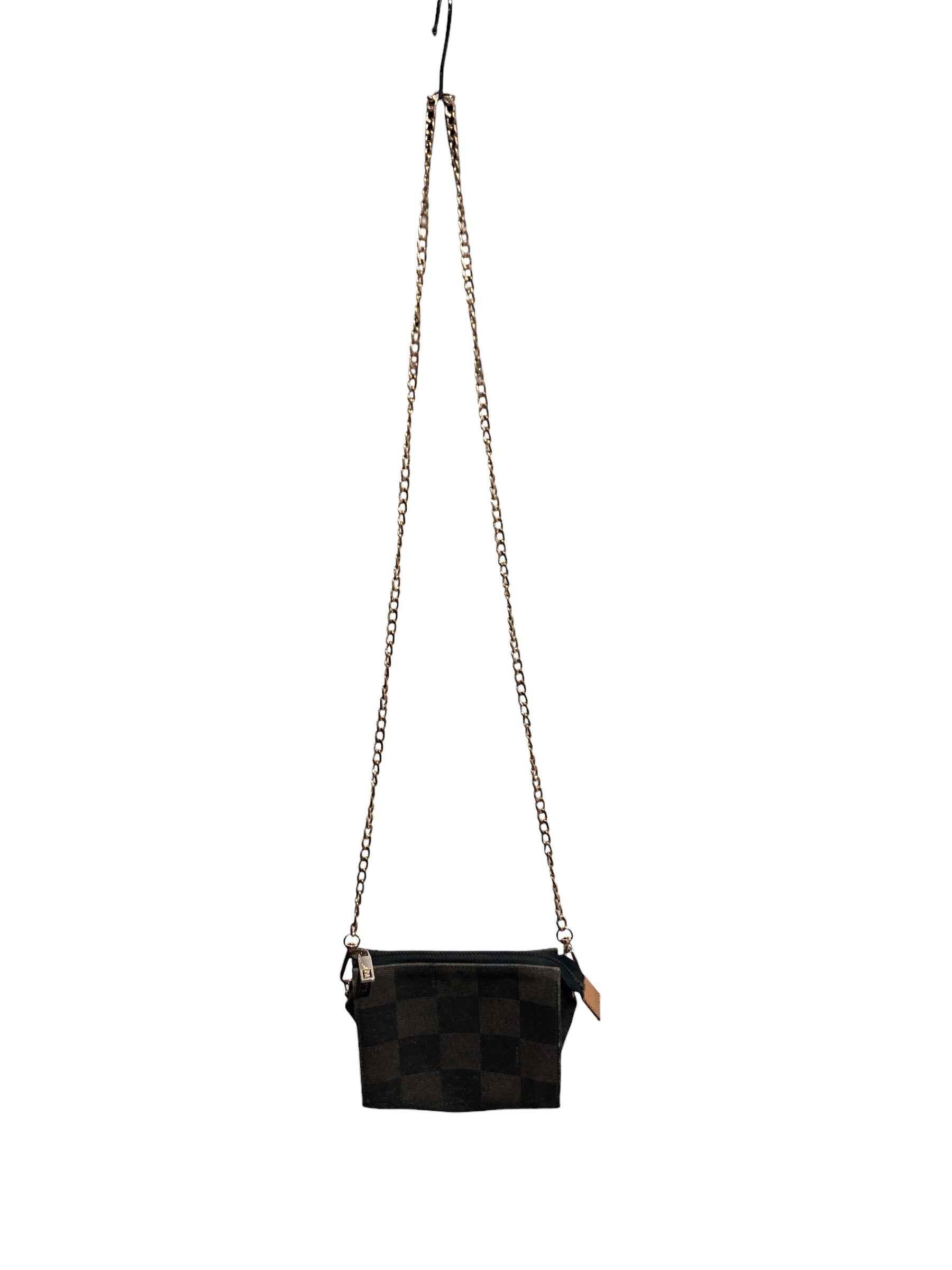 FENDI/Cross Body Bag/Cotton/BRW/CHECKERBOARD WITH GOLD CHAIN view 1