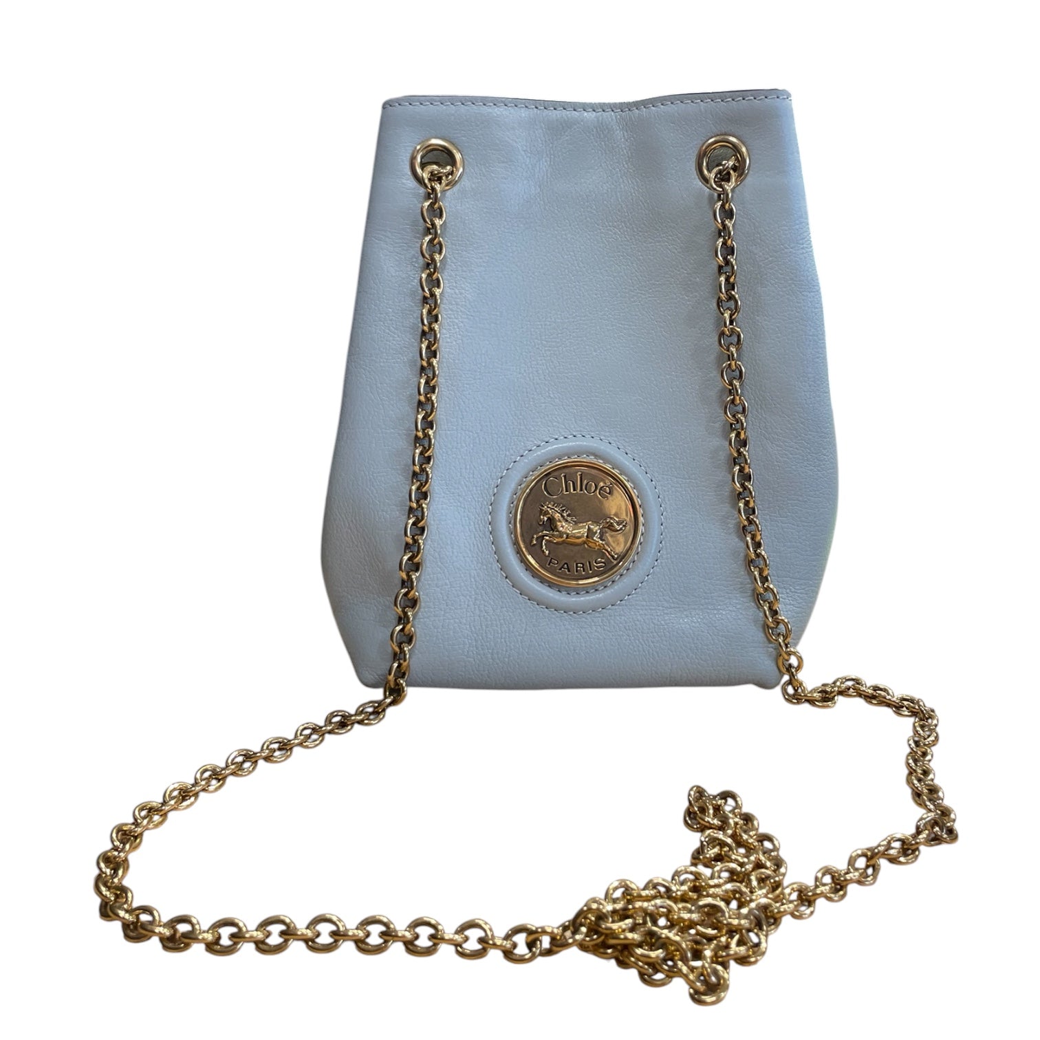Chloe/Cross Body Bag/Leather/BLU/GOLD-TONE/MINI/BUCKET view 1