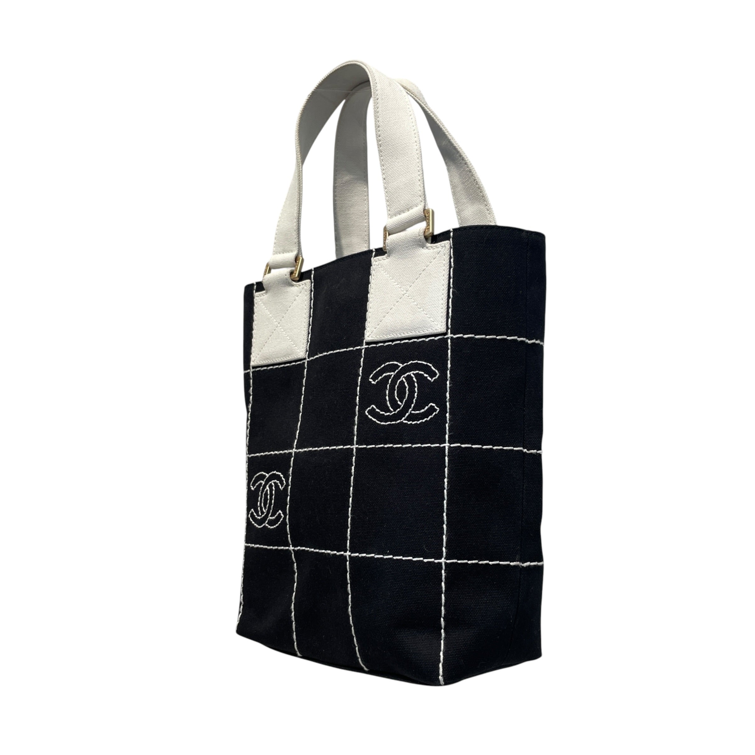 CHANEL/Tote Bag/Cotton/BLK/Canvas Square Stitch Tote view 4