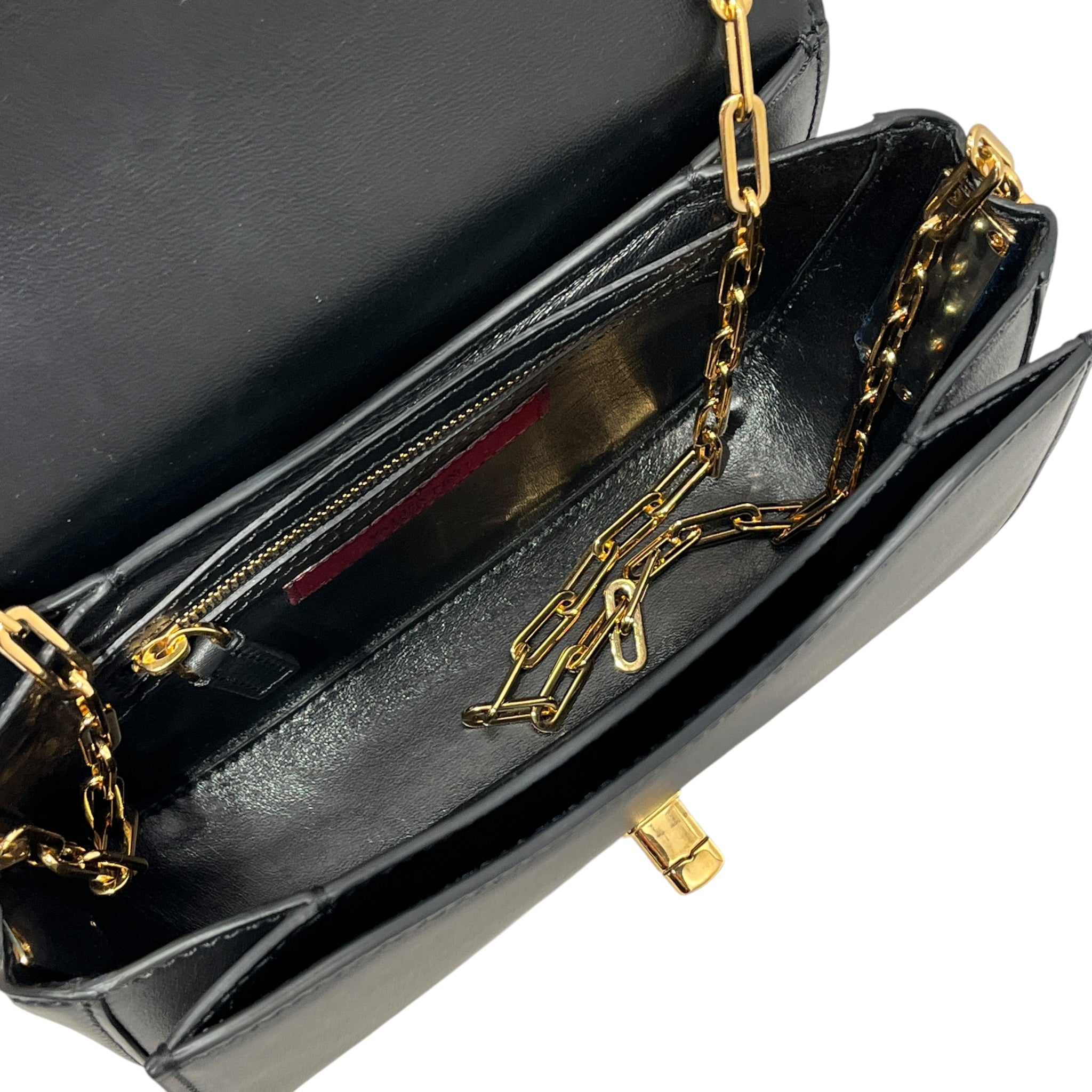 VALENTINO GARAVANI/Cross Body Bag/Leather/IDG/BLK Smooth Leather Chain Link view 4