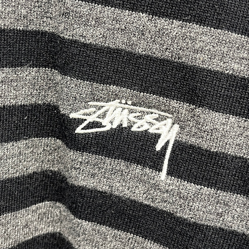 STUSSY/LS T-Shirt/XXL/Cotton/BLK/Stripe/STRIPED TURTLENECK LS TEE