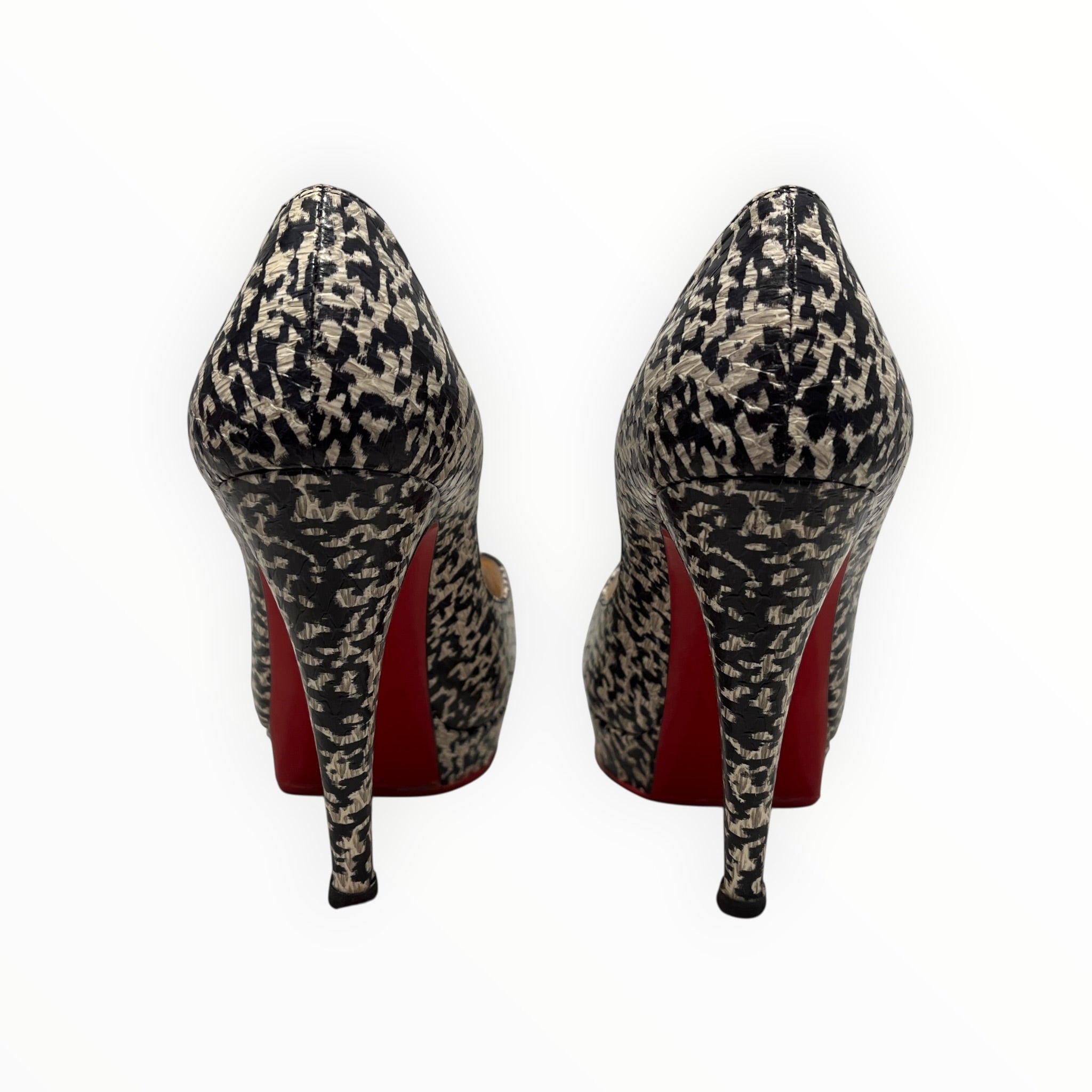 Christian Louboutin/Heels/EU 36.5/Animal Pattern/BLK/PYTHON MONOGRAM view 4