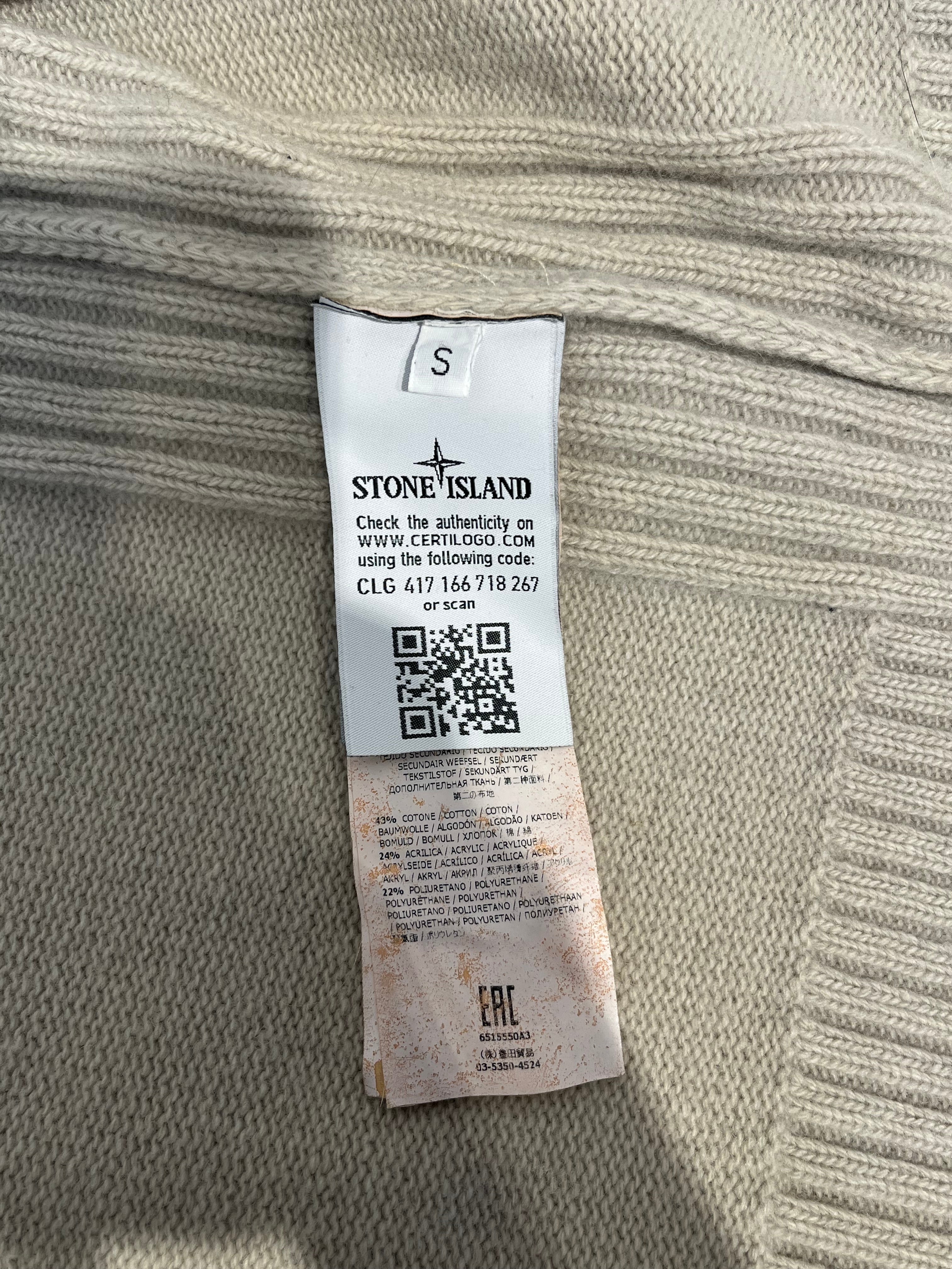 STONE ISLAND/Zip Up Hoodie/S/Wool/CRM/KNIT HOODIE view 4
