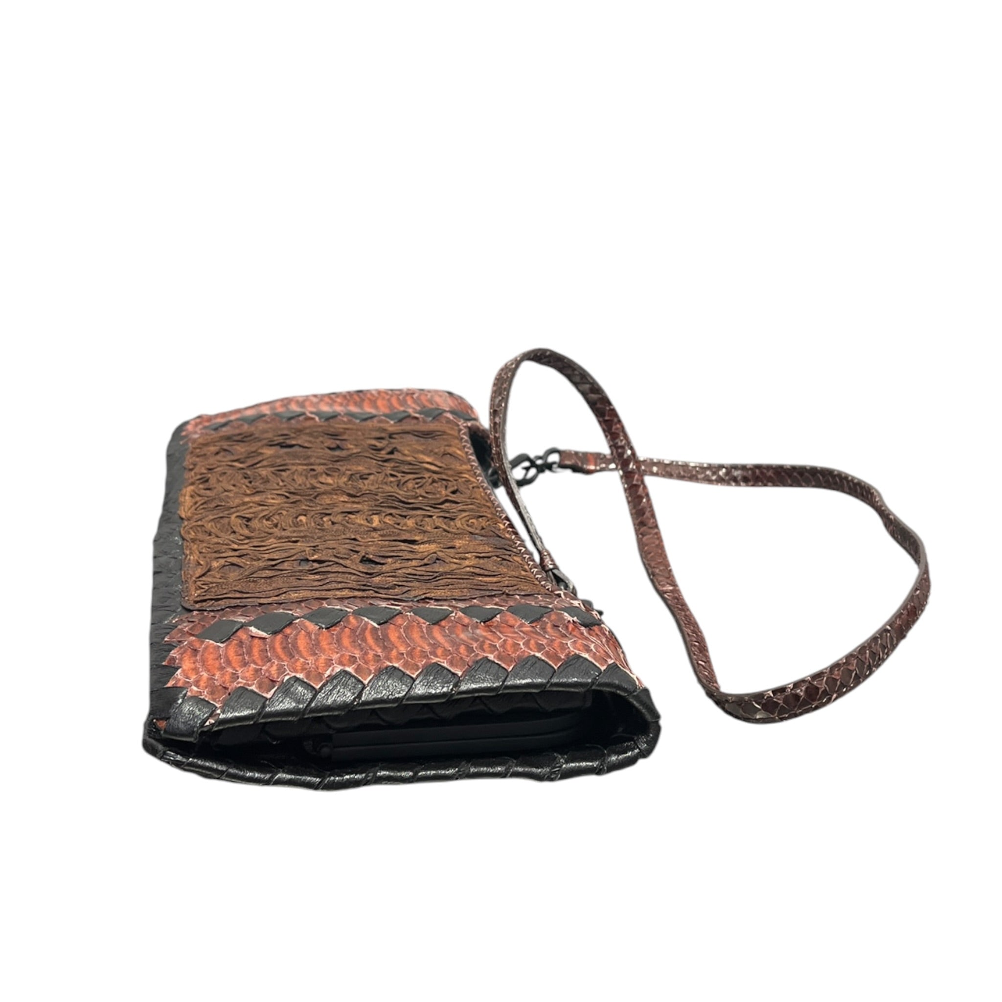 BOTTEGA VENETA/Bag/Animal Pattern/Leather/BRW/PYTHON EVENING SHOULDER BAG view 6