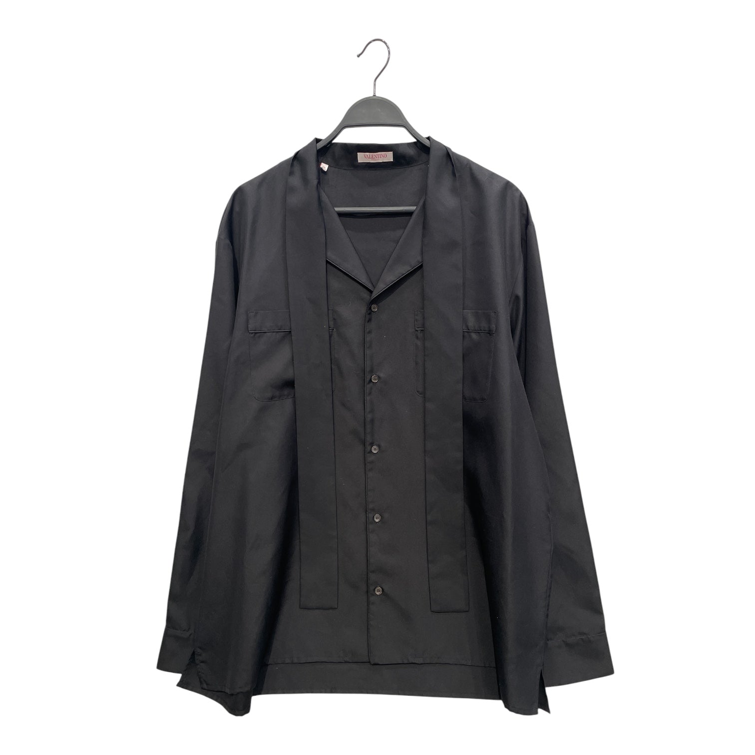 VALENTINO/LS Shirt/52/Rayon/BLK/LONG STRAP COLLAR view 1