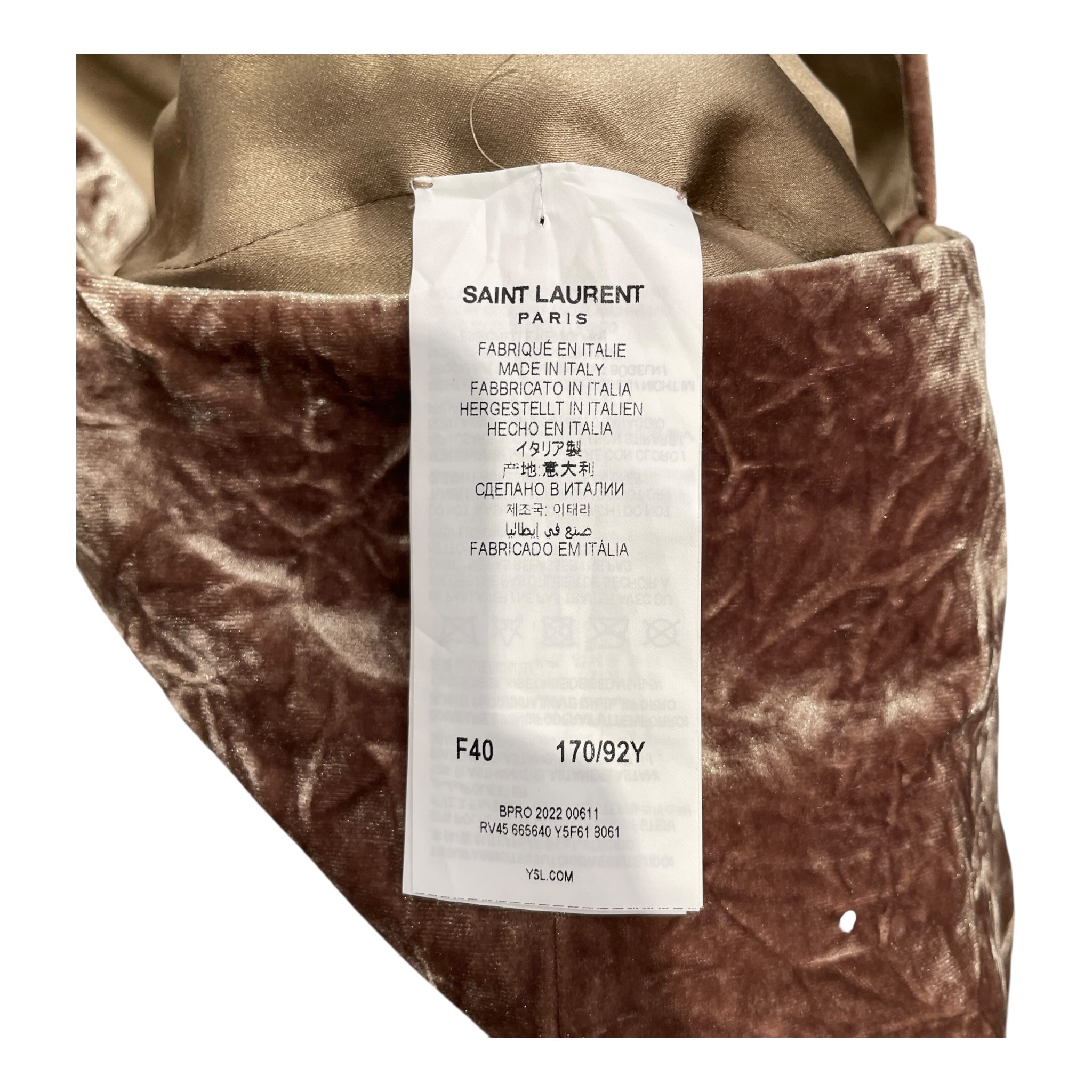 SAINT LAURENT/SL Dress/40/Velour/KHK/CRUSHED VELOUR NGHT DRESS view 4