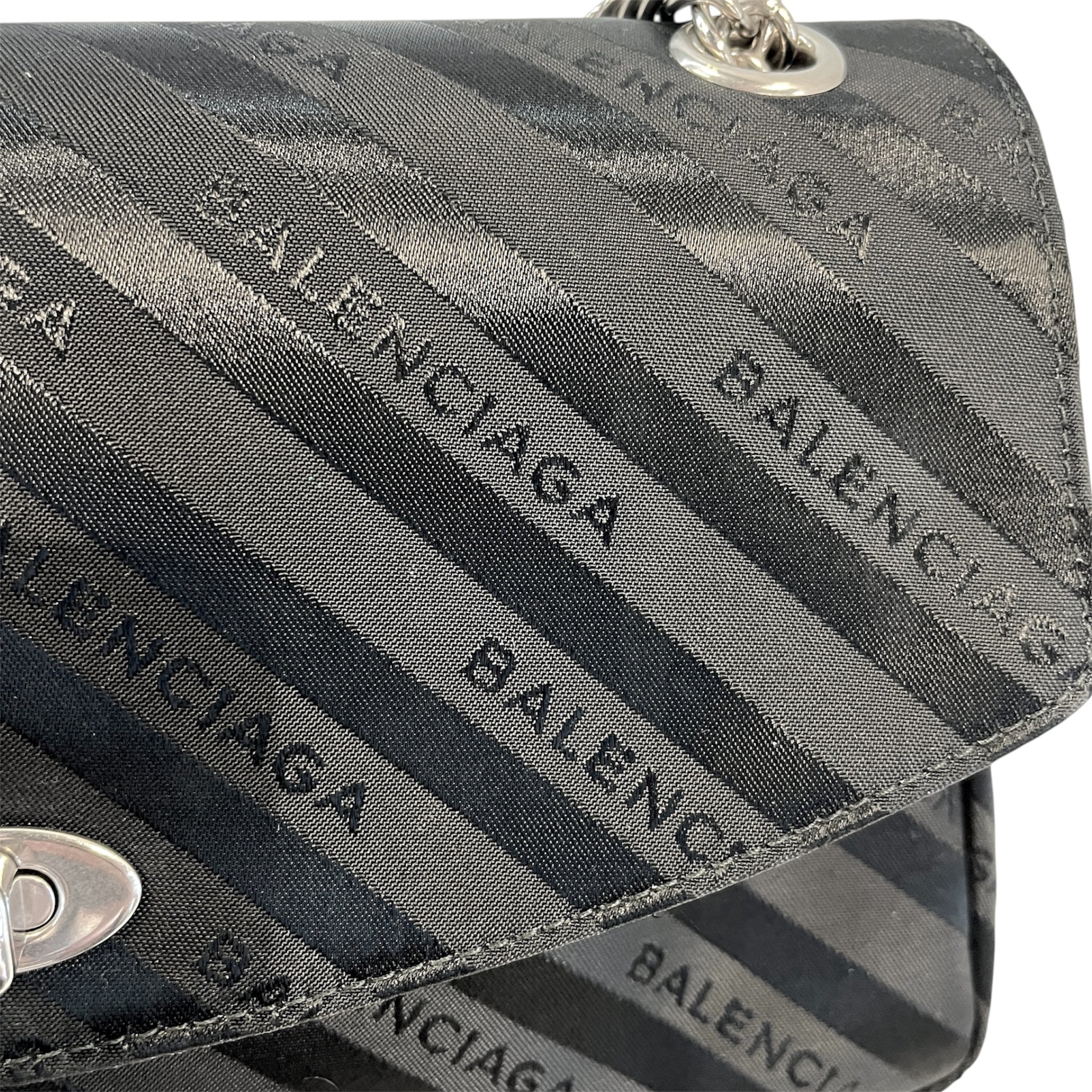 BALENCIAGA/Cross Body Bag/Acrylic/BLK/LOCK ROUND SCARF CLOTH HANDBAG view 6