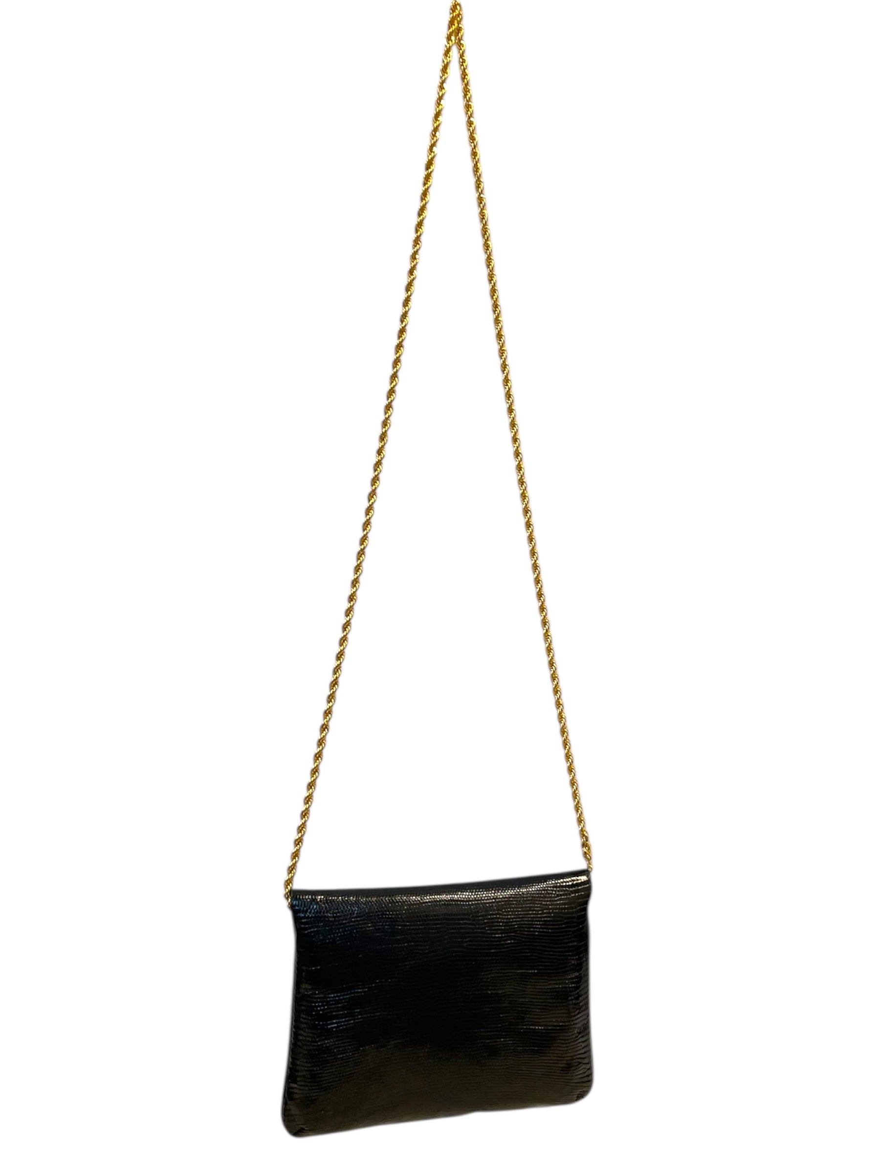 BOTTEGA VENETA/Cross Body Bag/OS/Leather/BLK/BOW/ GOLD STRAP/ LIZARD view 1