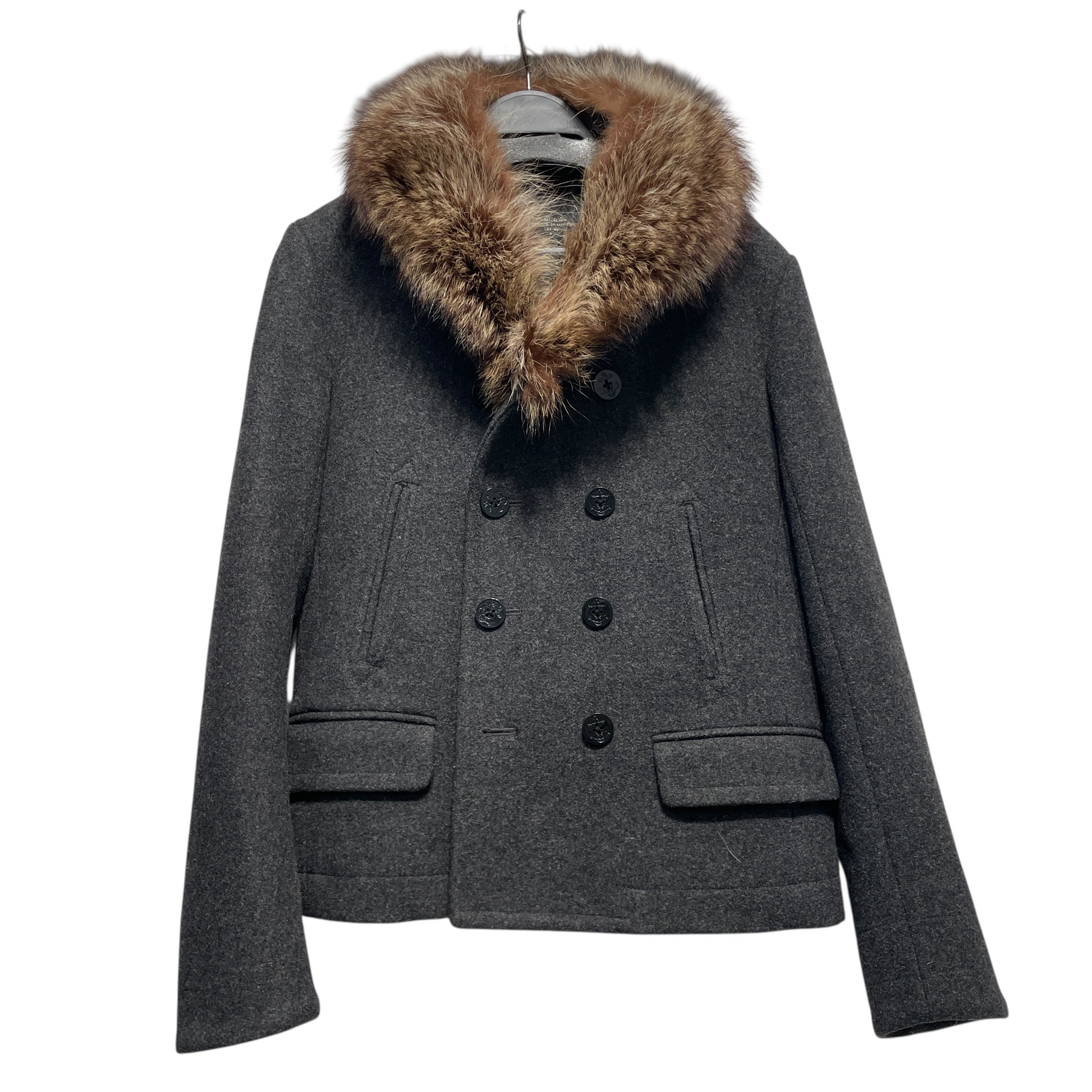 ALLSAINTS/Coat/S/Wool/GRY/FUR COLLAR view 1