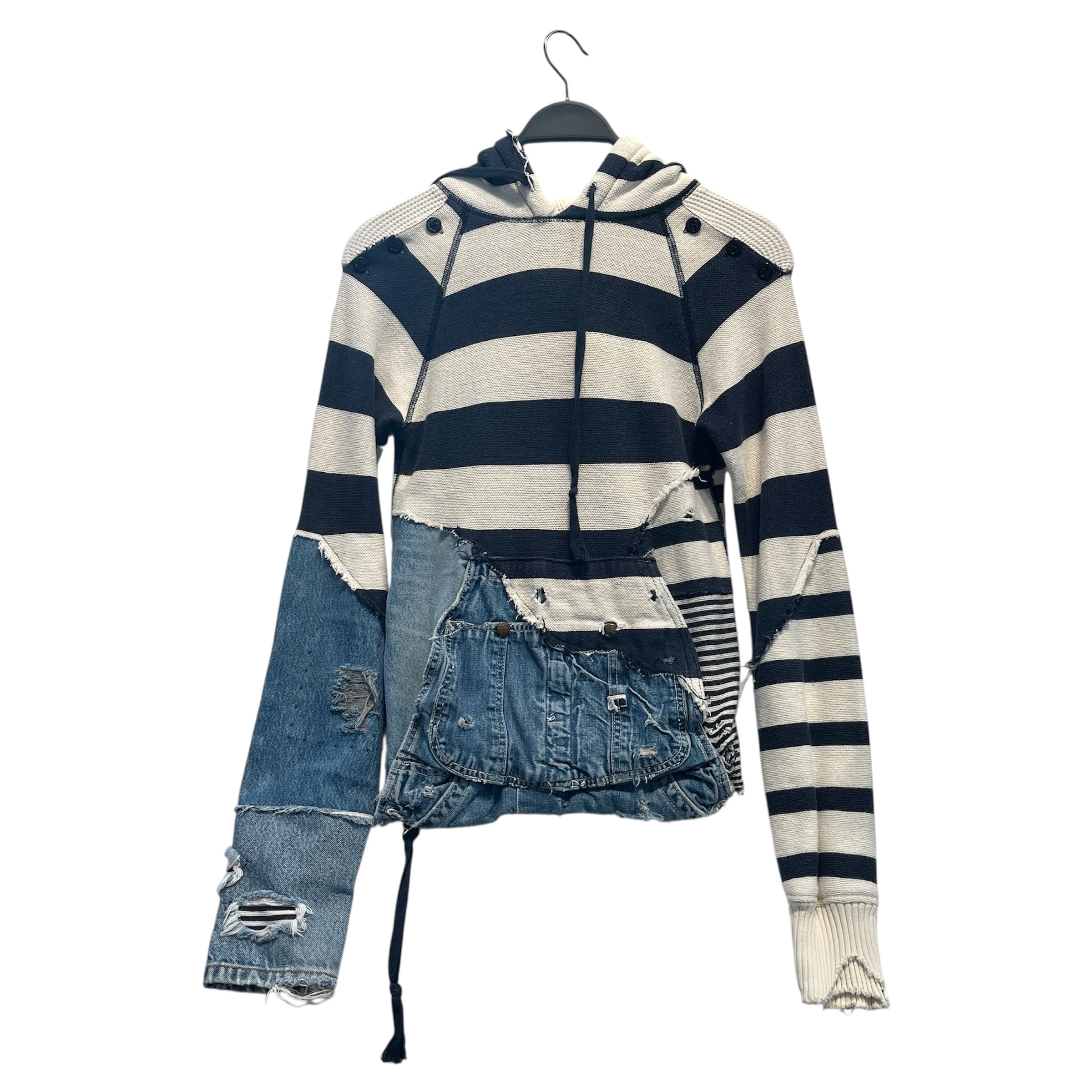 GREG LAUREN/Hoodie/0/Stripe/Cotton/BLU/Distressed/THE MARINER HOODIE view 1