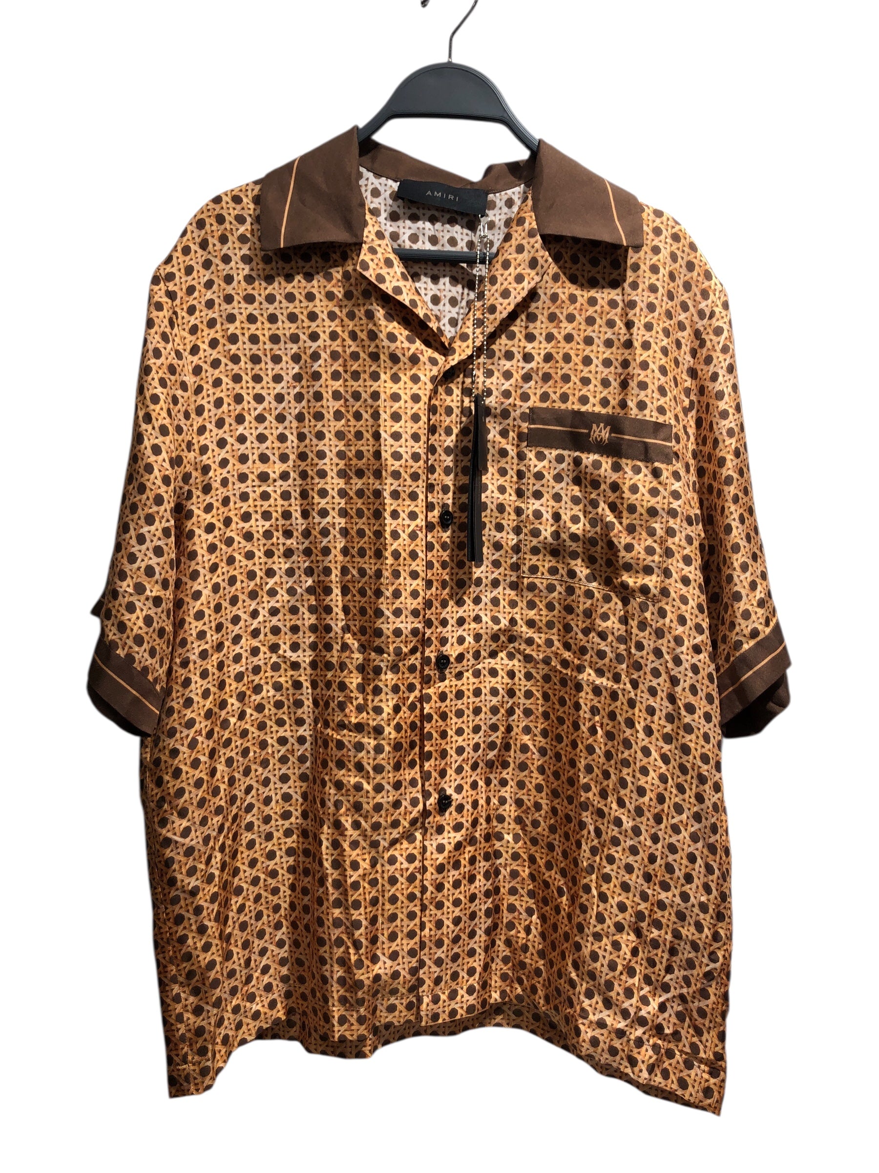AMIRI/SS Shirt/M/Silk/BEG/All Over Print/AOP Wicker deisgn view 1