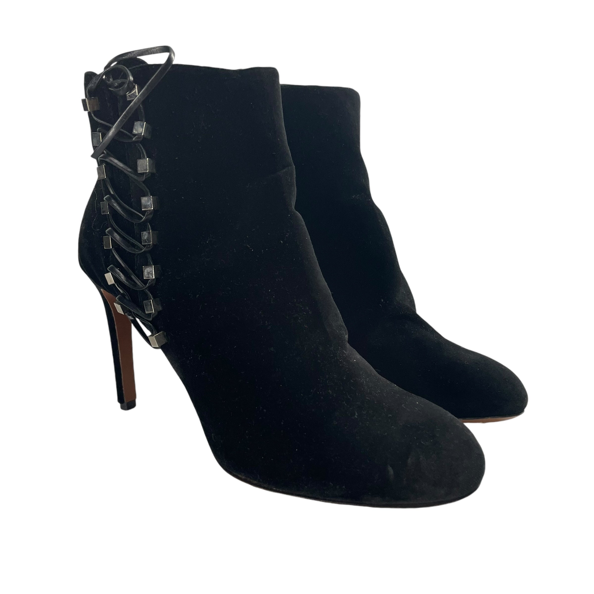 ALAIA/Ankle Boots/EU 40/Leather/BLK/METAL LACE UP SIDE view 1