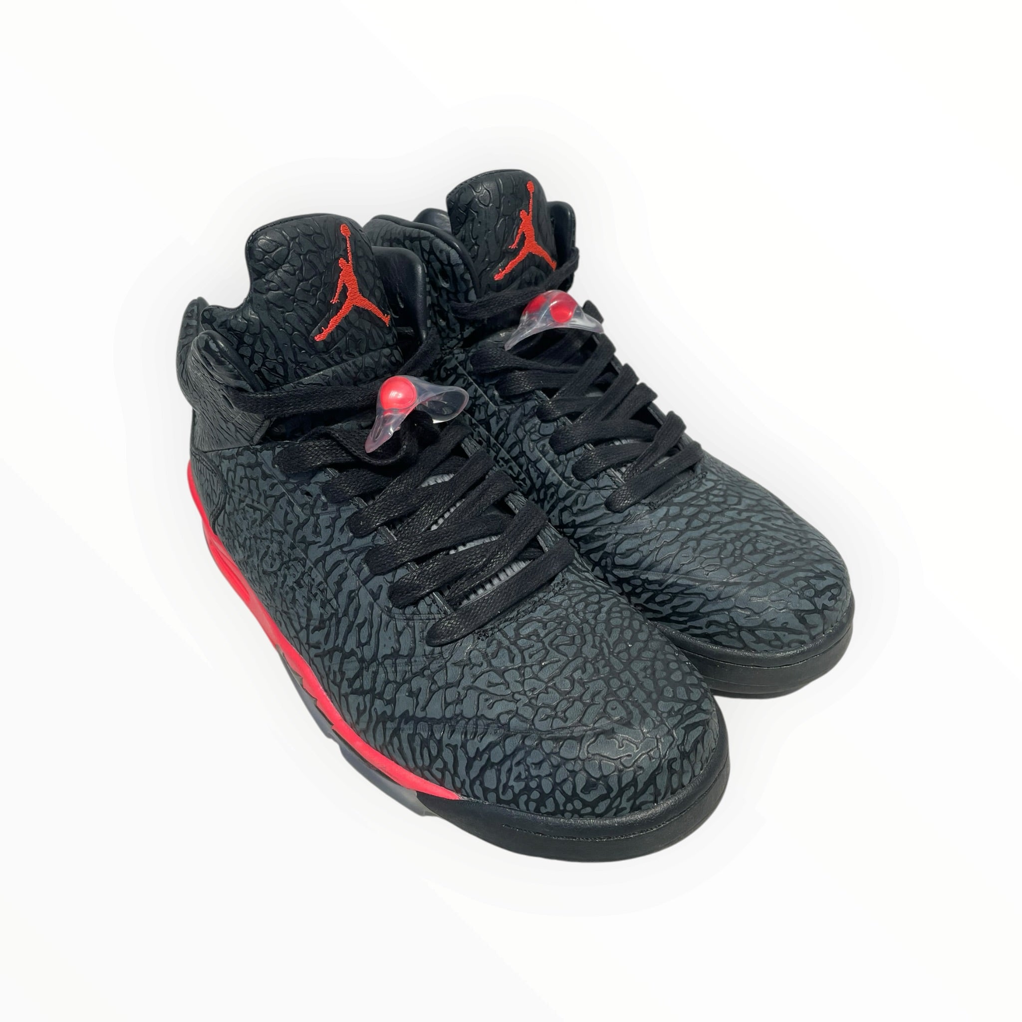 NIKE/Hi-Sneakers/US 10.5/All Over Print/Leather/BLK/Red Air Jordans 5 Retro view 1