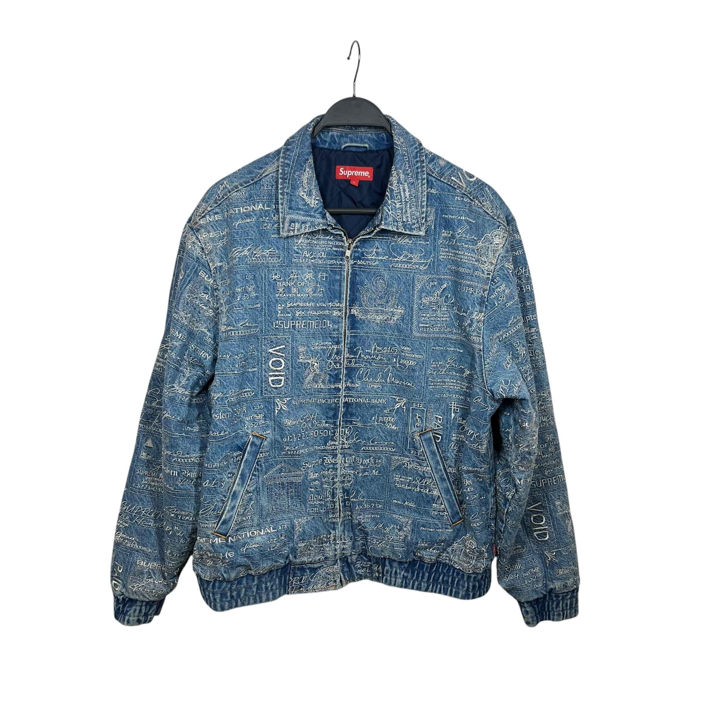 Supreme/Denim Jkt/L/Denim/BLU/All Over Print/CHECKS EMBROIDERED JACKET view 1