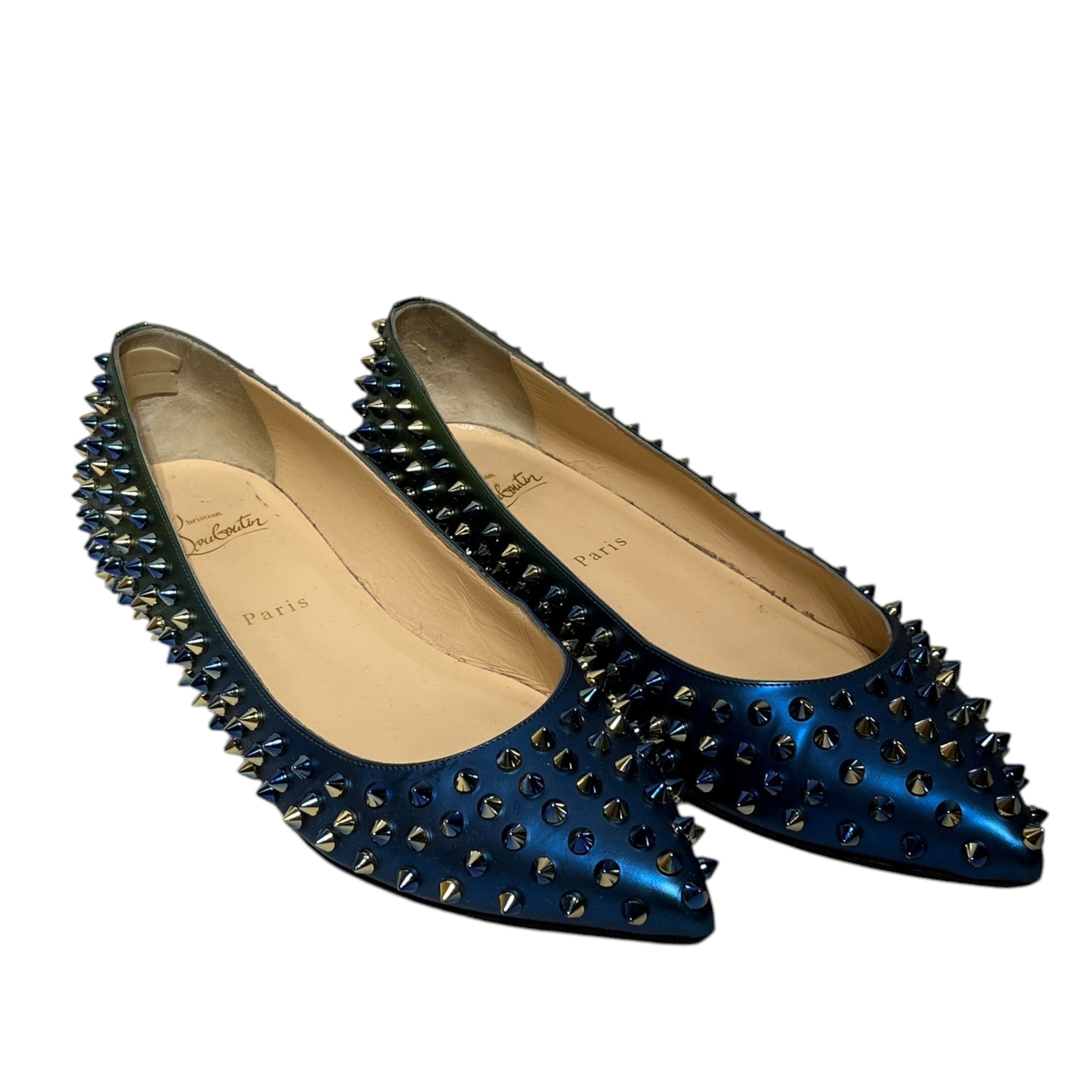 Christian Louboutin/Flat Shoes/EU 40/Iridescent/BLU/BLUE GREEN STUDDED view 1